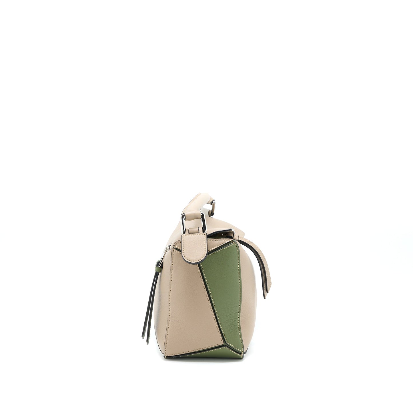 Loewe Small Puzzle Colorblock Beige/White/Green SHW