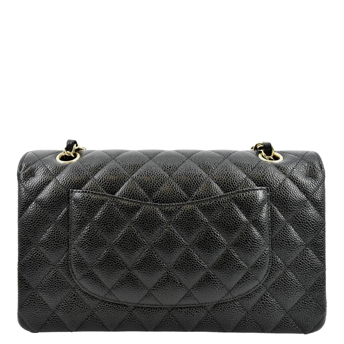 Luxury Chanel Classic Double Flap Caviar Leather Shoulder Bag Black