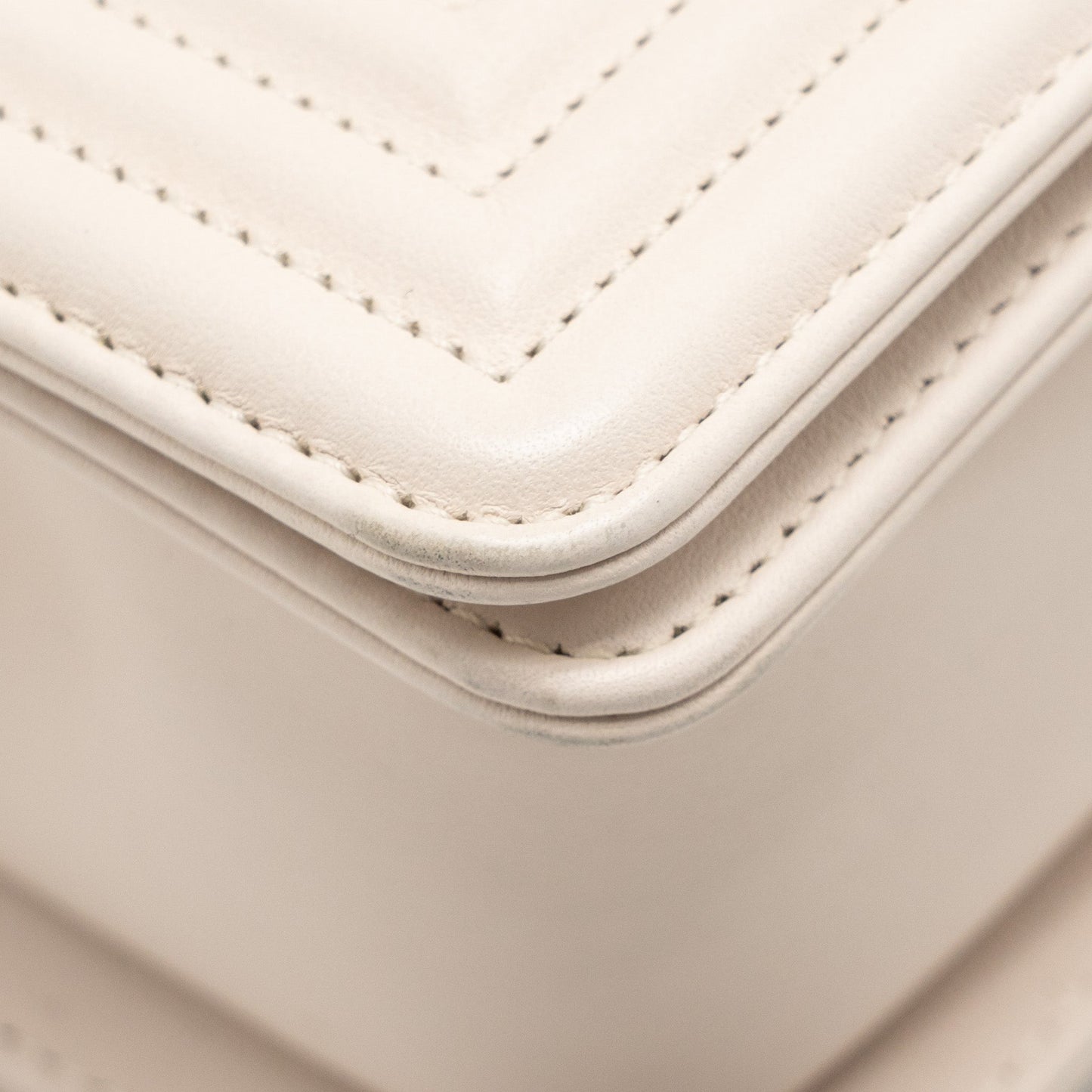 Chanel small boy bag lambskin cream white GHW