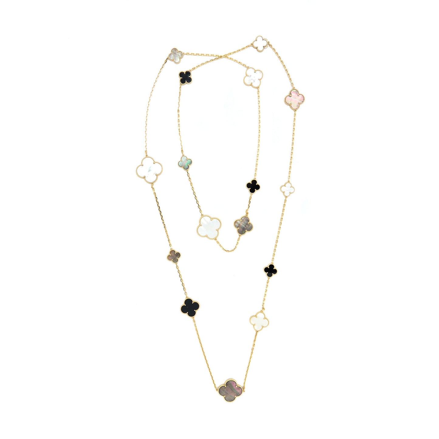 Van Cleef & Arpels Magic Alhambra 16 Motifs Long Necklace Yellow Gold