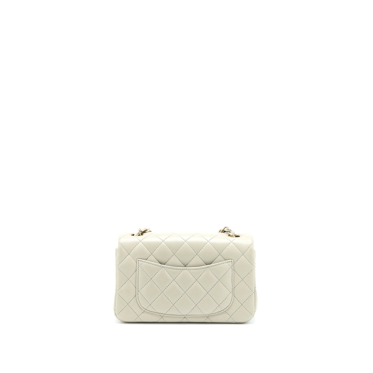 Chanel Mini Rectangular Flap Bag Lambskin Light Grey LGHW (Microchip)