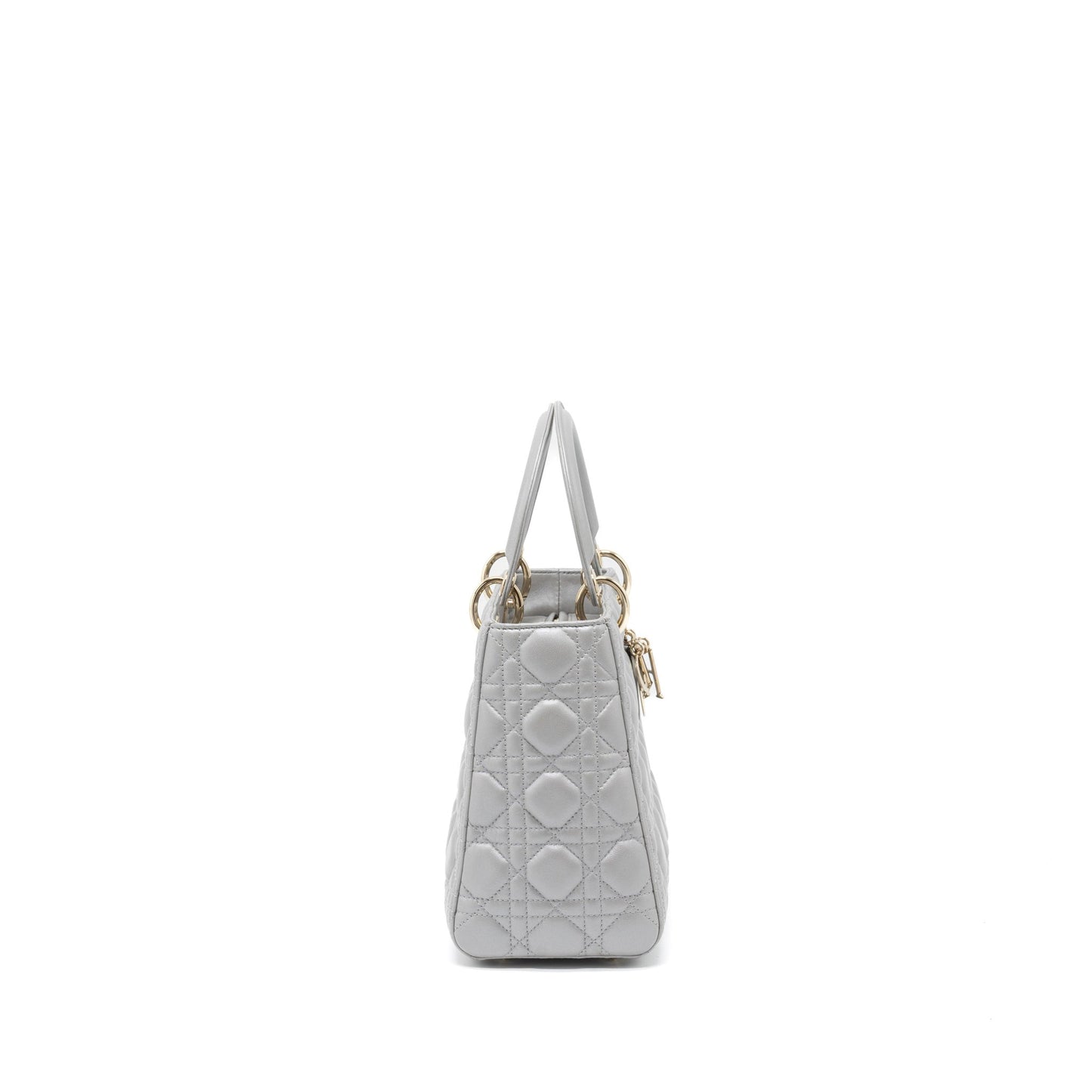 Luxury Dior Medium Lady Luxury Dior Lambskin Grey LGHW