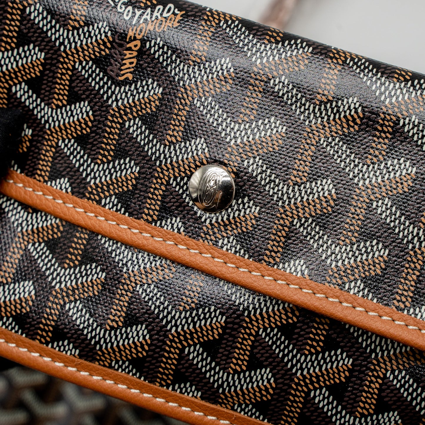 Goyard Saint Louis PM Tote Bag Goyardine Canvas Black/Brown SHW