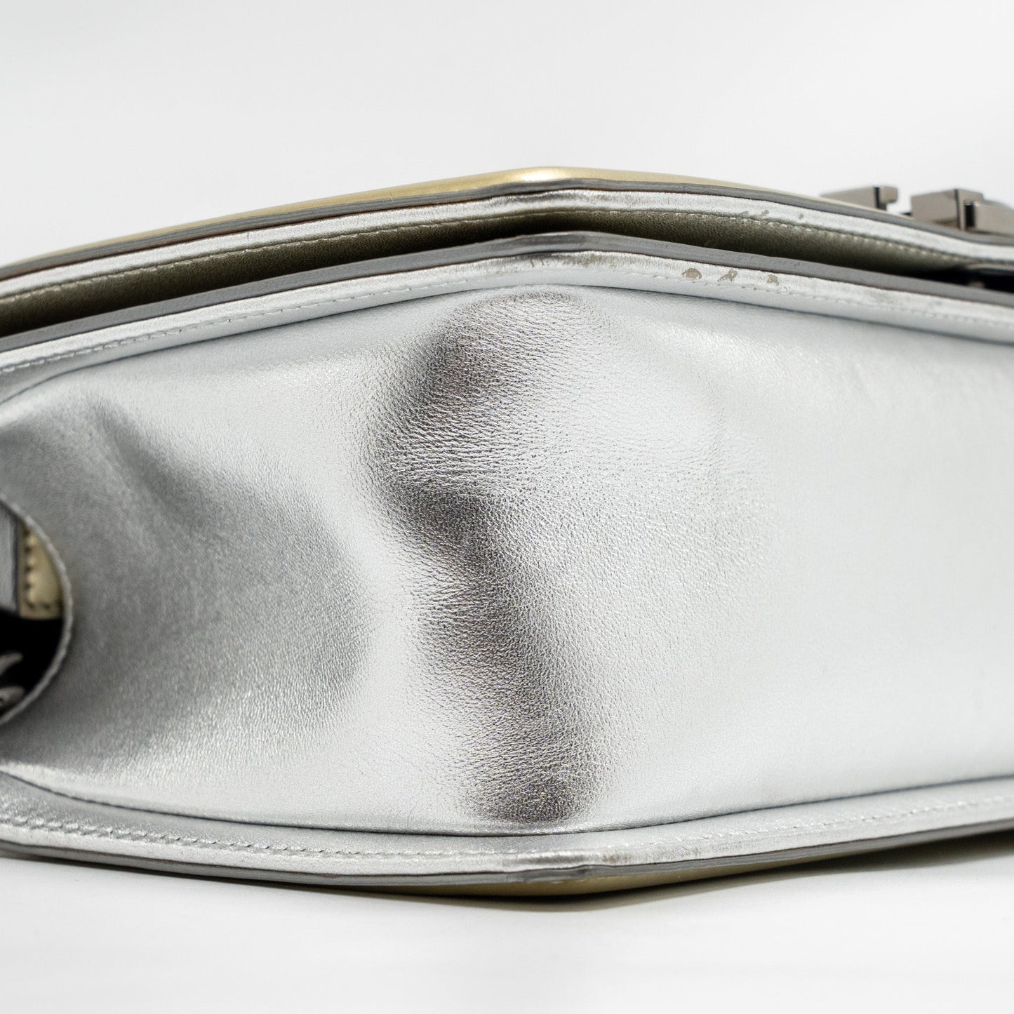 Chanel Medium Boy Bag Metallic Patent Calfskin/Metallic Lambskin Gold/Silver SHW