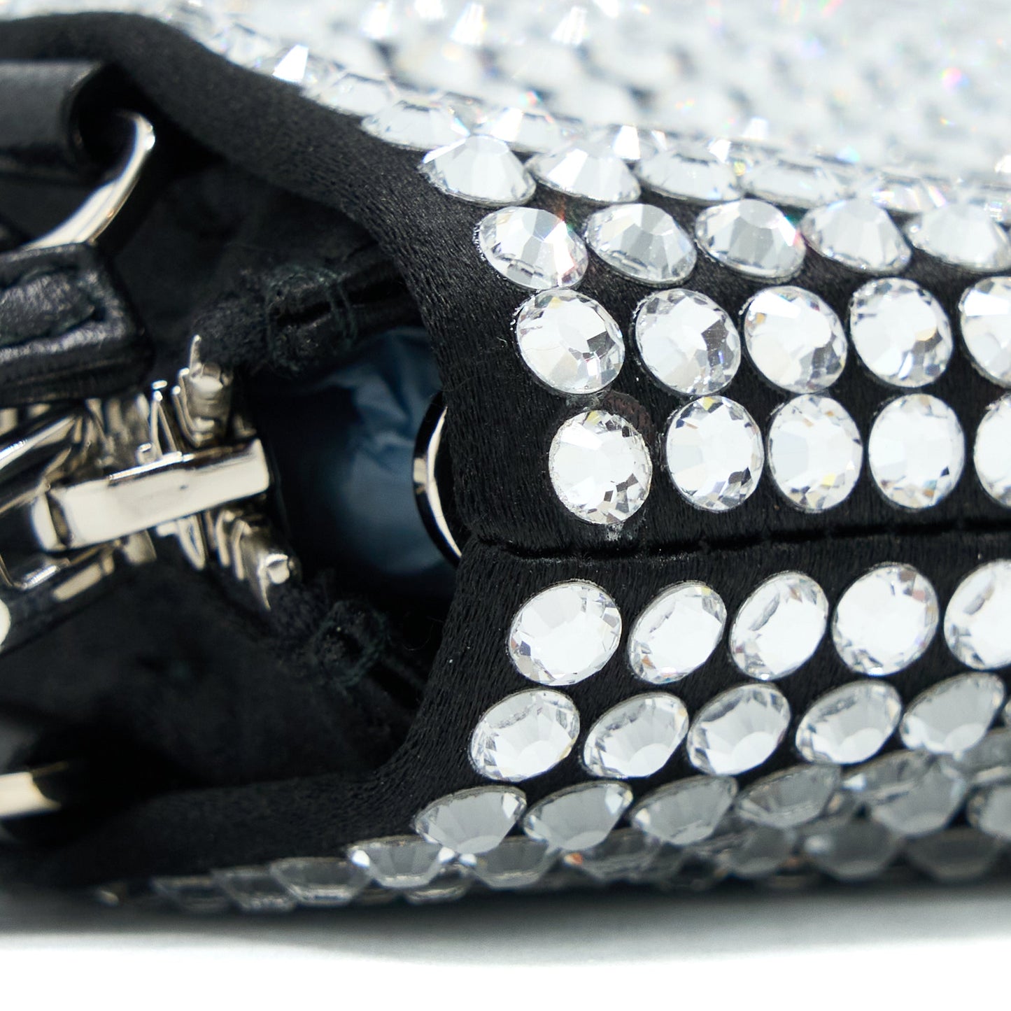 Prada Crystal Satin Handbag With Crystal Black SHW