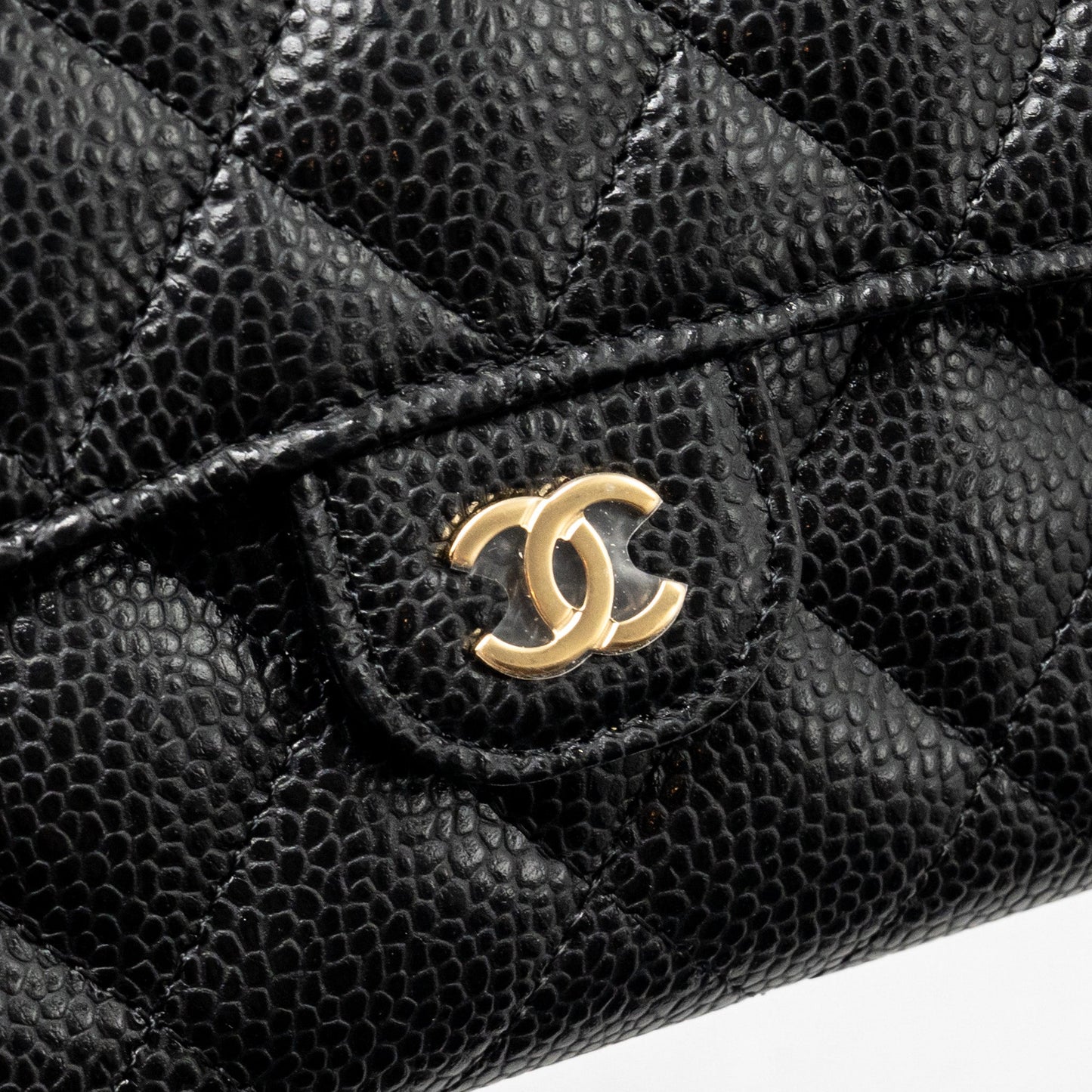 Chanel medium classic flap compact wallet caviar black GHW(microchip)