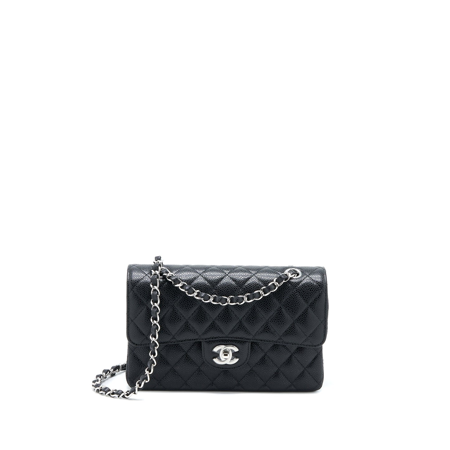 Chanel Small Classic Double Flap Bag Caviar Black SHW (Microchip)