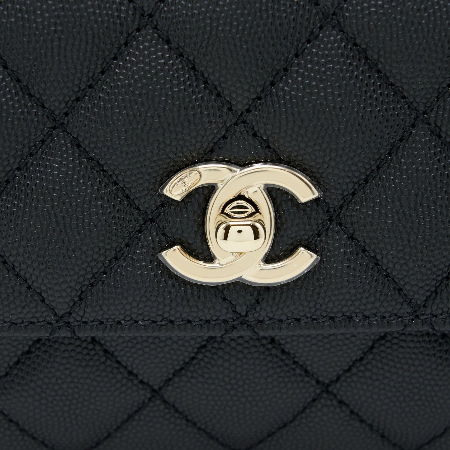 Chanel Small Coco Handle Caviar Black LGHW (Microchip)