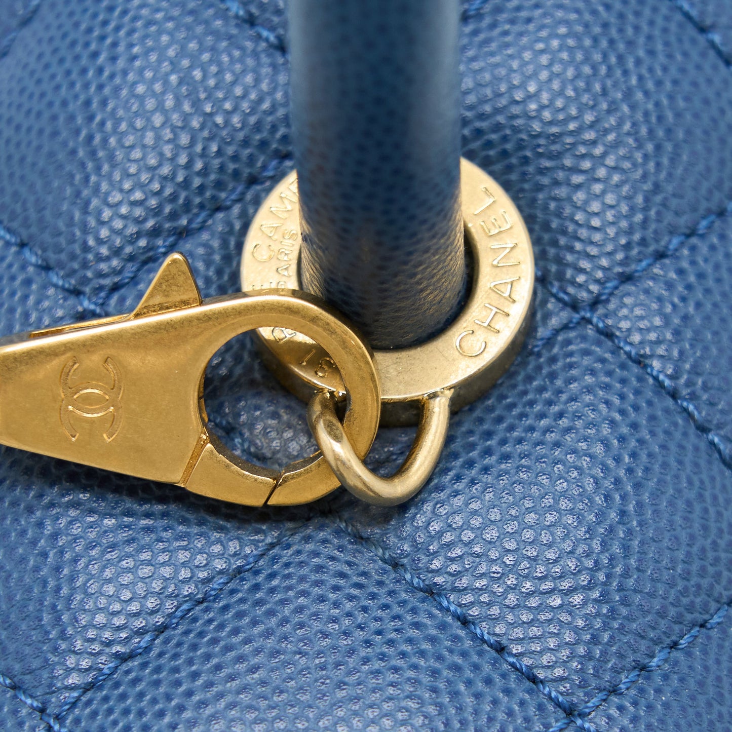 Chanel Medium Coco Handle Flap Bag Caviar Blue GHW