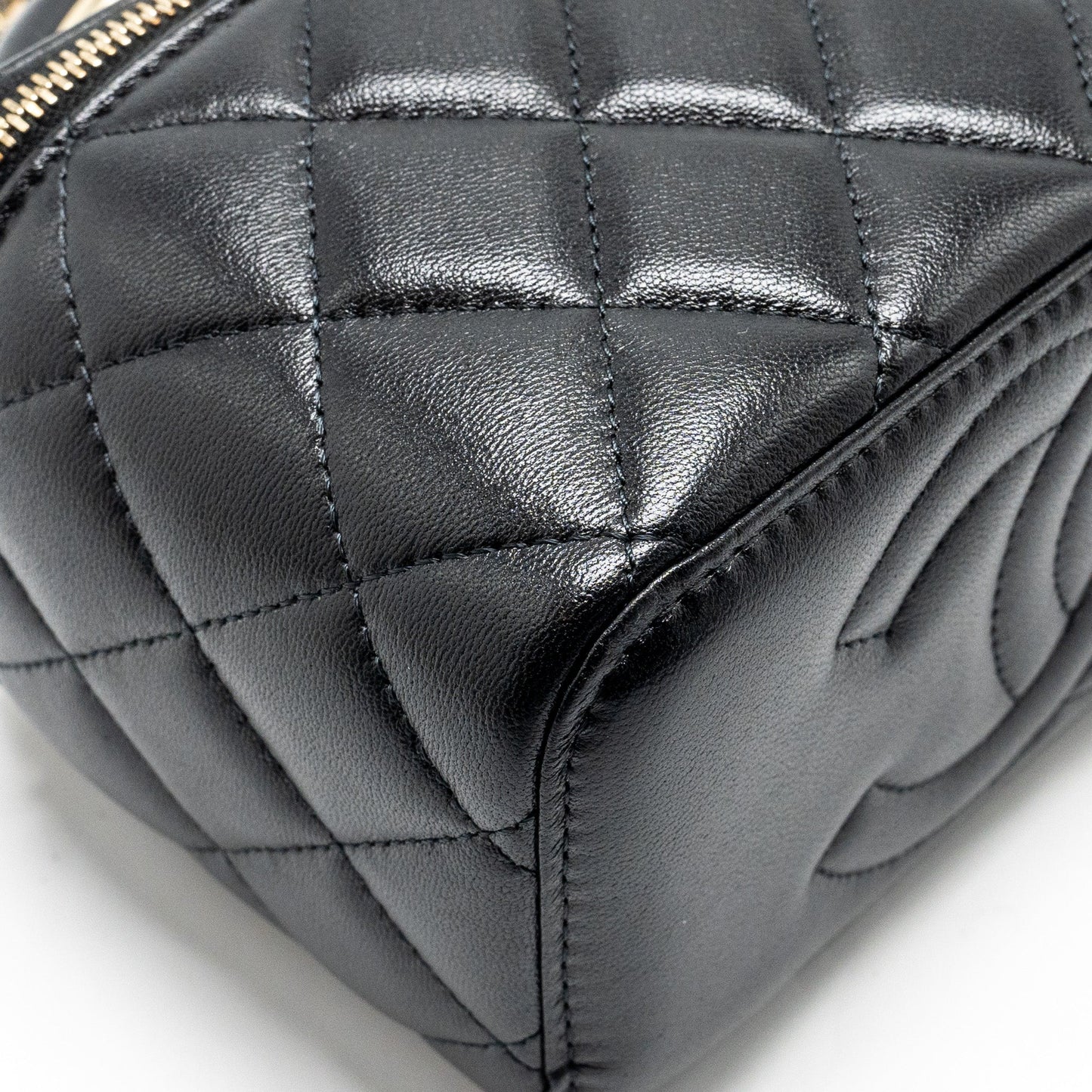 Chanel Top Handle Long Vanity Case Lambskin BLACK LGHW (Microchip)