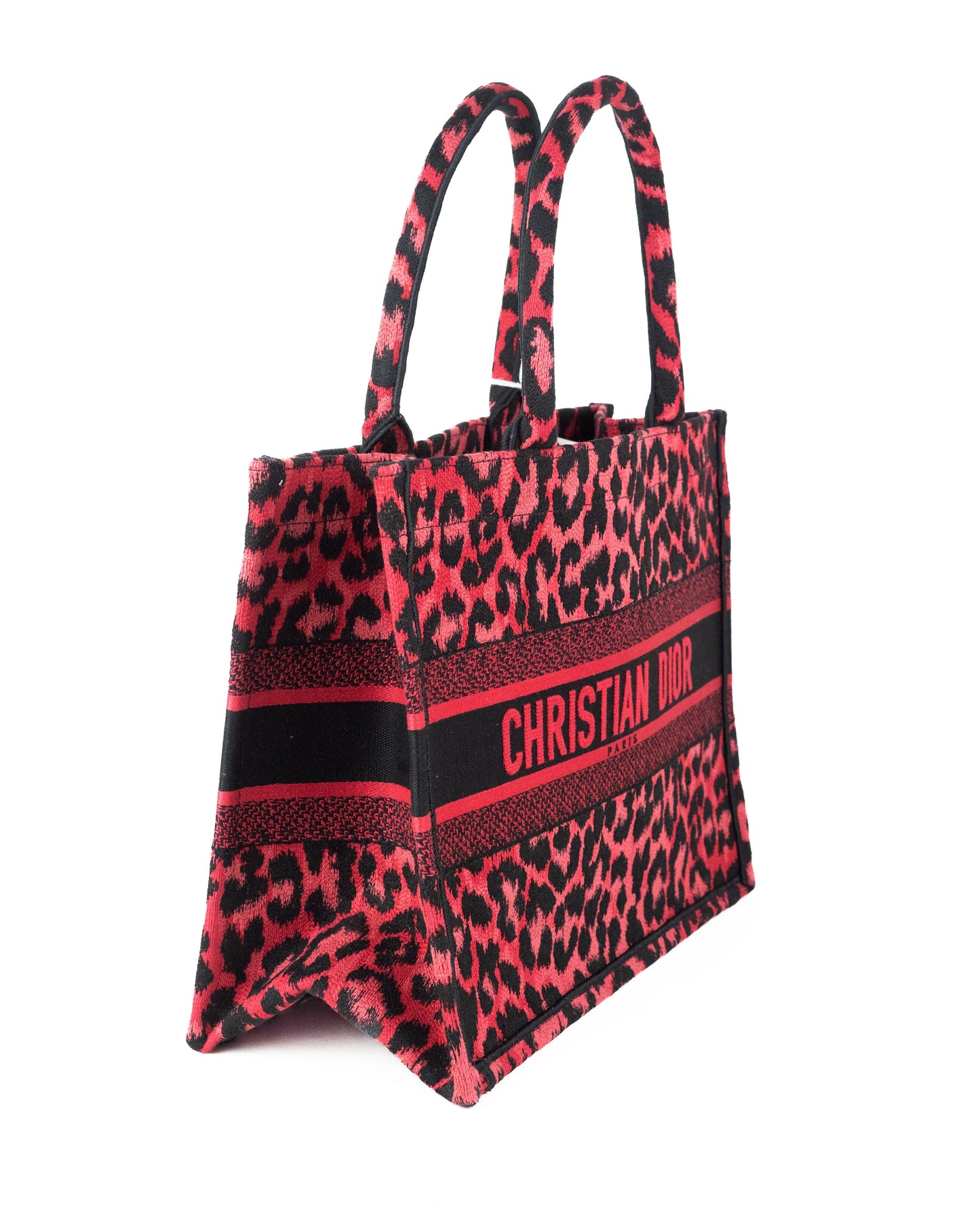 Dior Small Book Tote in Red Multicolor Mizza Embroidery