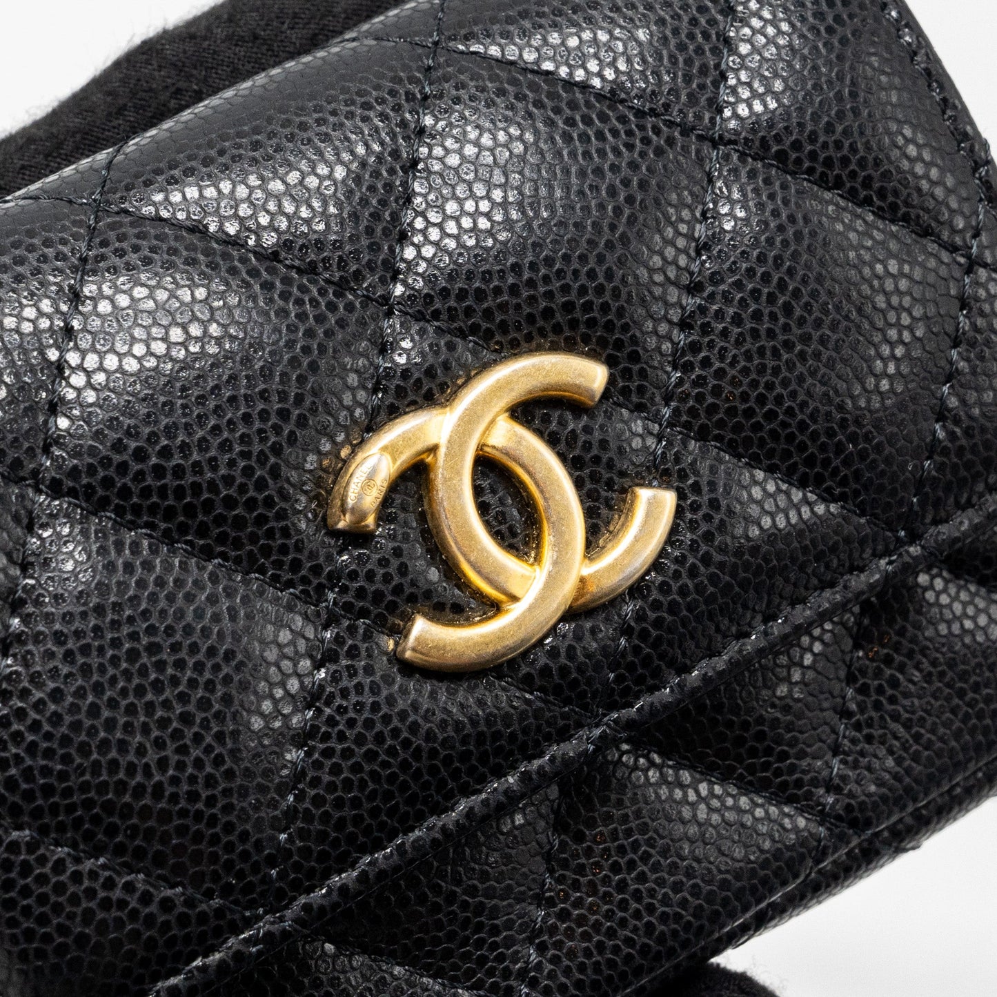 Chanel Mini Flap Belt Bag/Card Holder Caviar Black GHW (Microchip)
