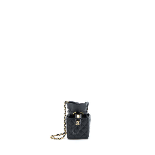 Chanel Mini Vanity Bucket Crossbody Lambskin Black Brushed GHW