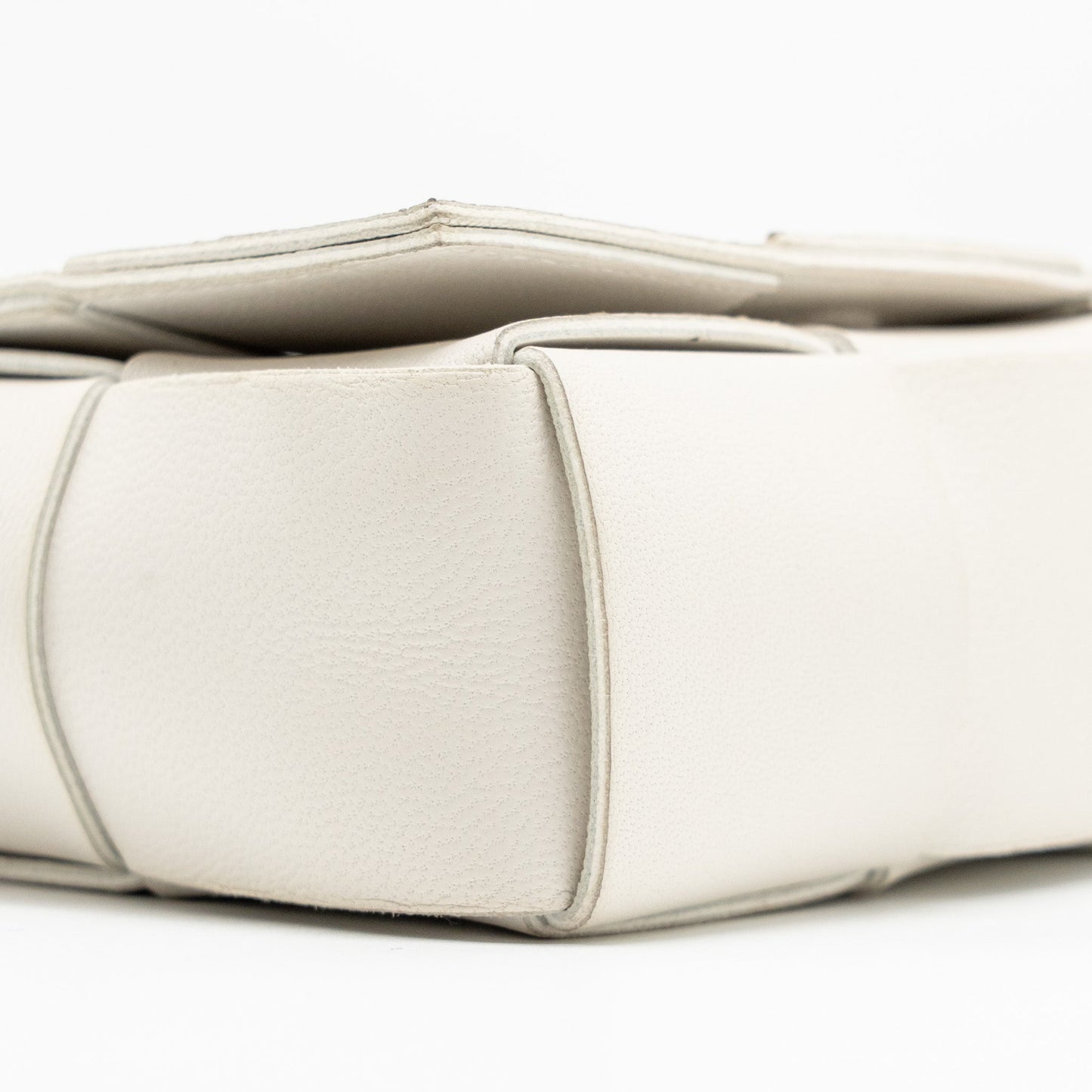 Bottega Veneta Intreccio Cassette Mini Bag Lambskin White
