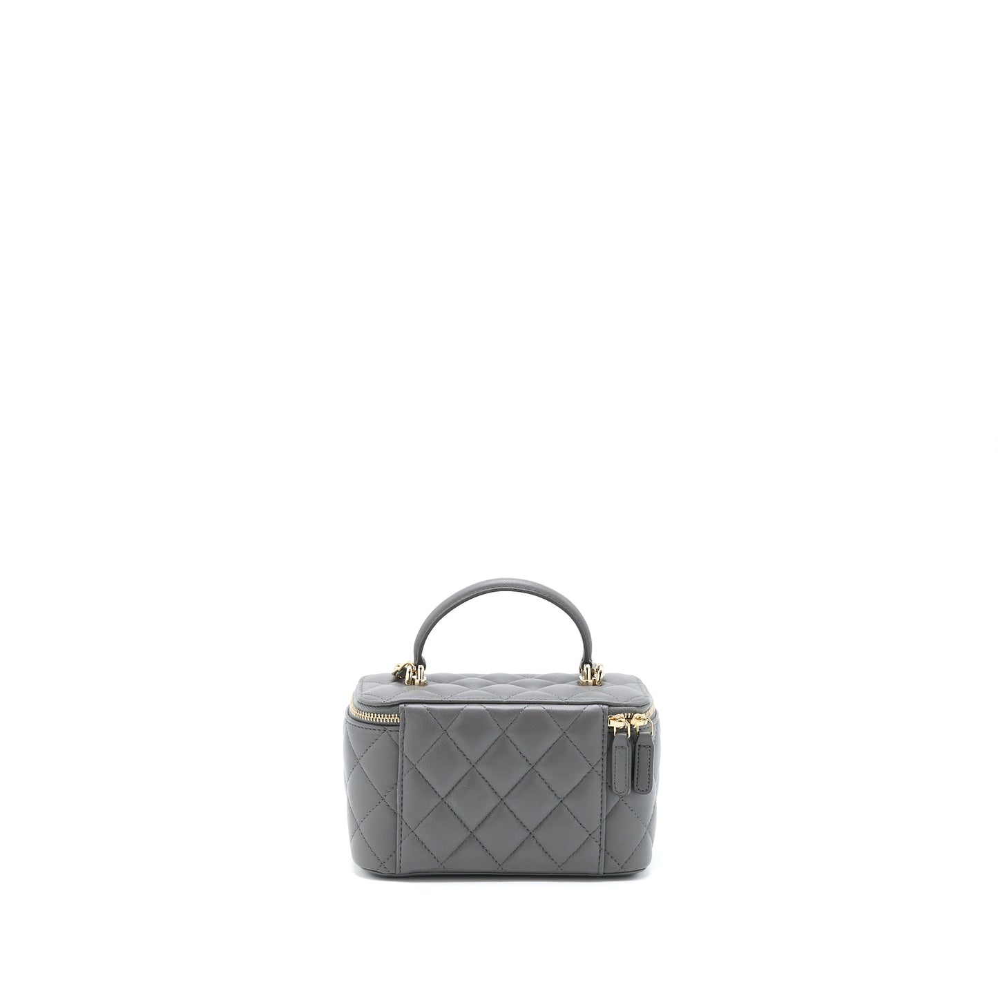 Chanel 22A Top Handle Long Vanity With Chain Lambskin Grey LGHW