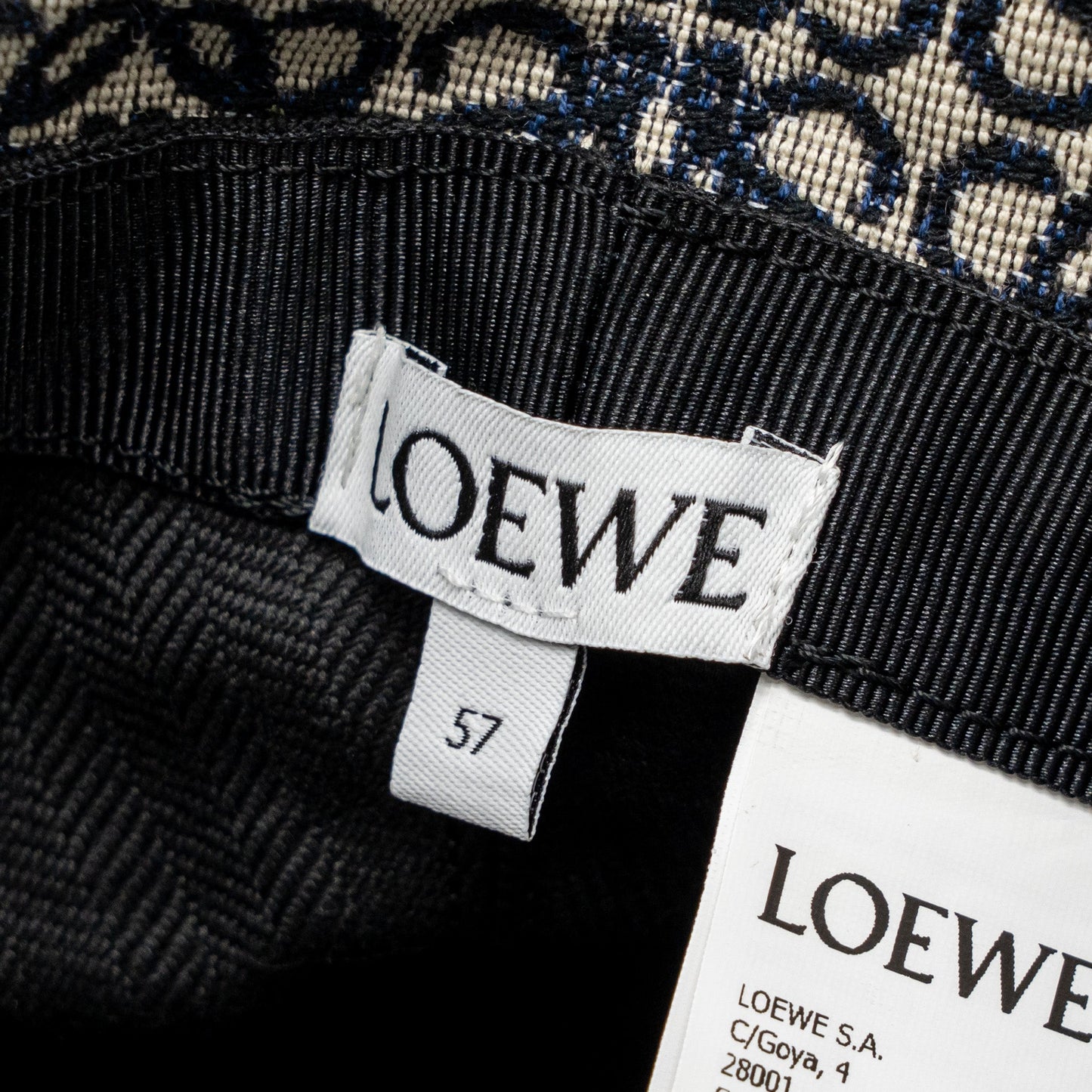 Loewe Size 57 Anagram Jacquard Bucket Hat Navy/Black