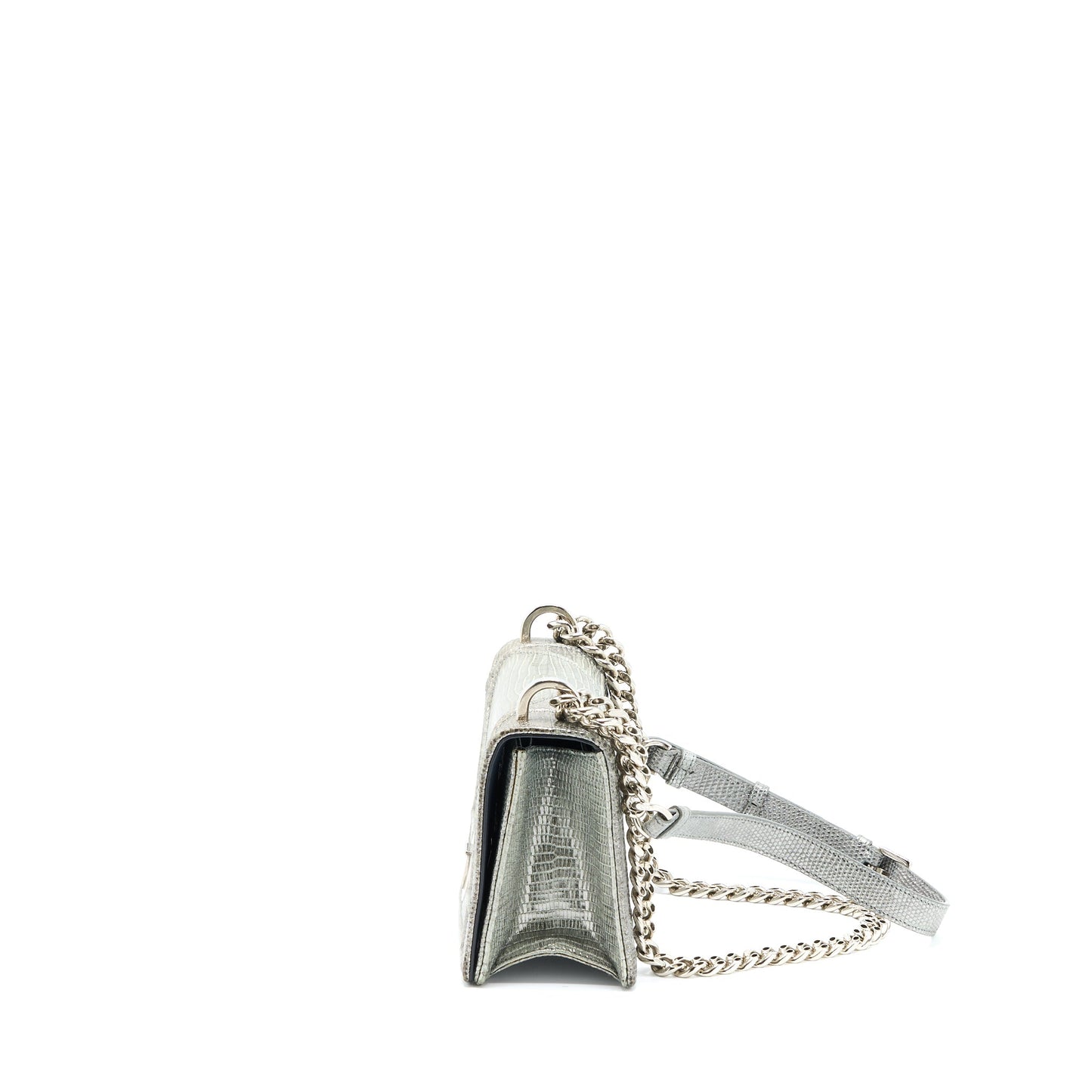 Luxury Dior Small Luxury Diorama Lizard Metallic Silver SHW