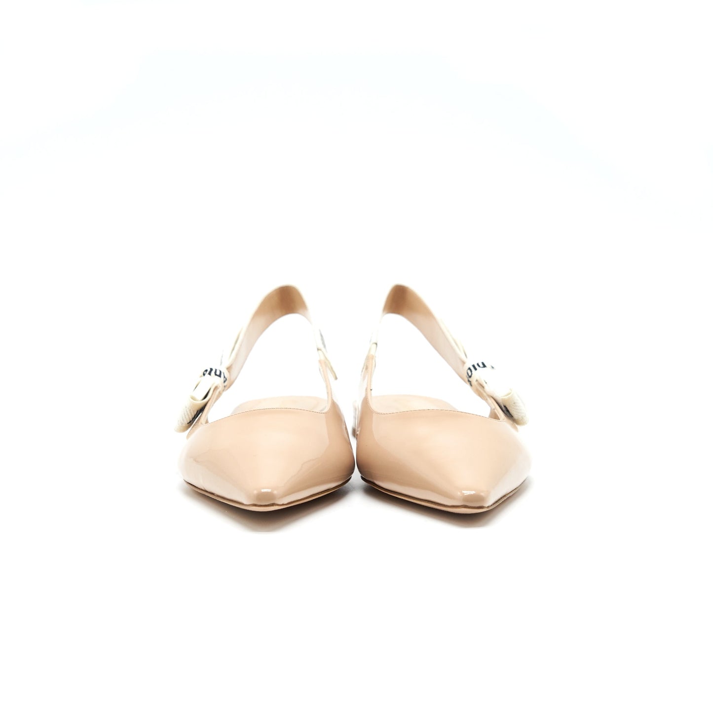 CHRISTIAN Luxury Dior Slingback SIZE39 Ballet Flats Patent Leather Beige