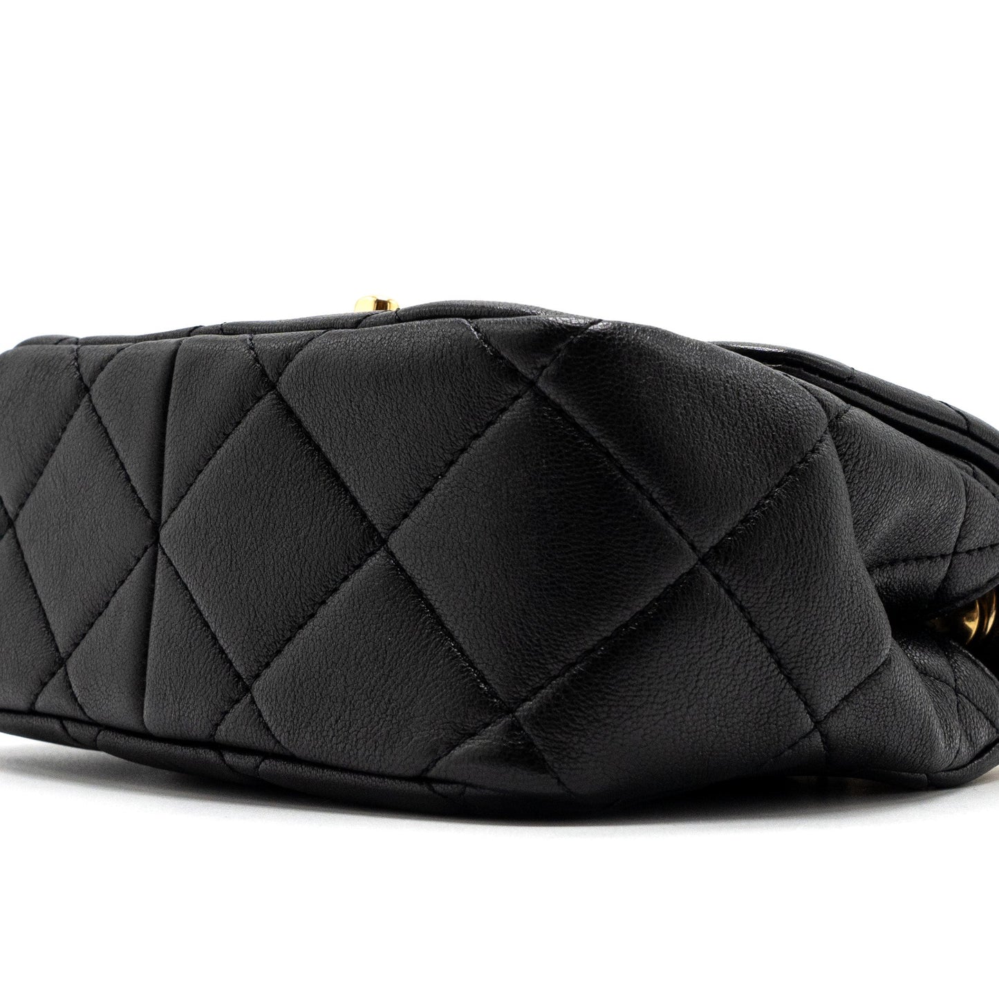 Chanel Round Handle Mini Square Crossbody Bag Lambskin Brushed GHW(Microchip)