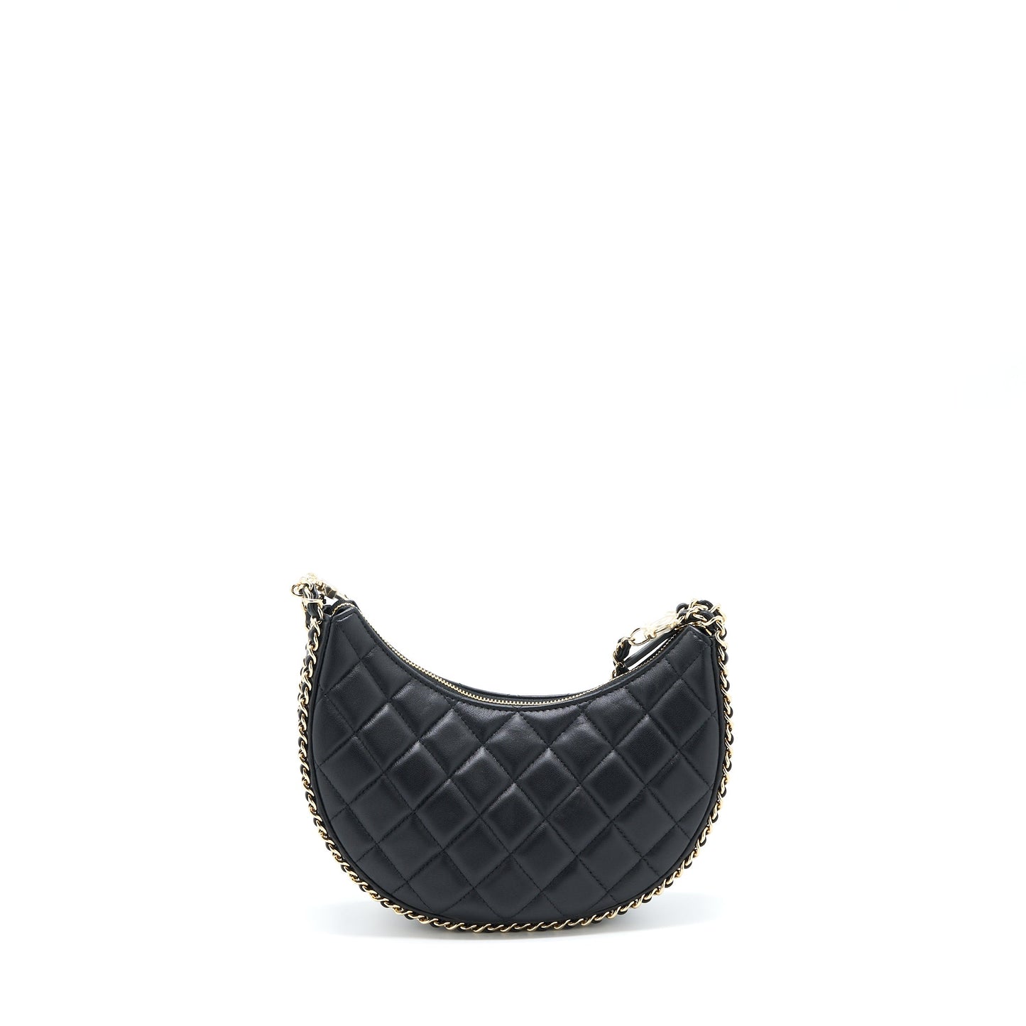 Chanel Small Moon Hobo Bag Lambskin Black LGHW (Microchip)
