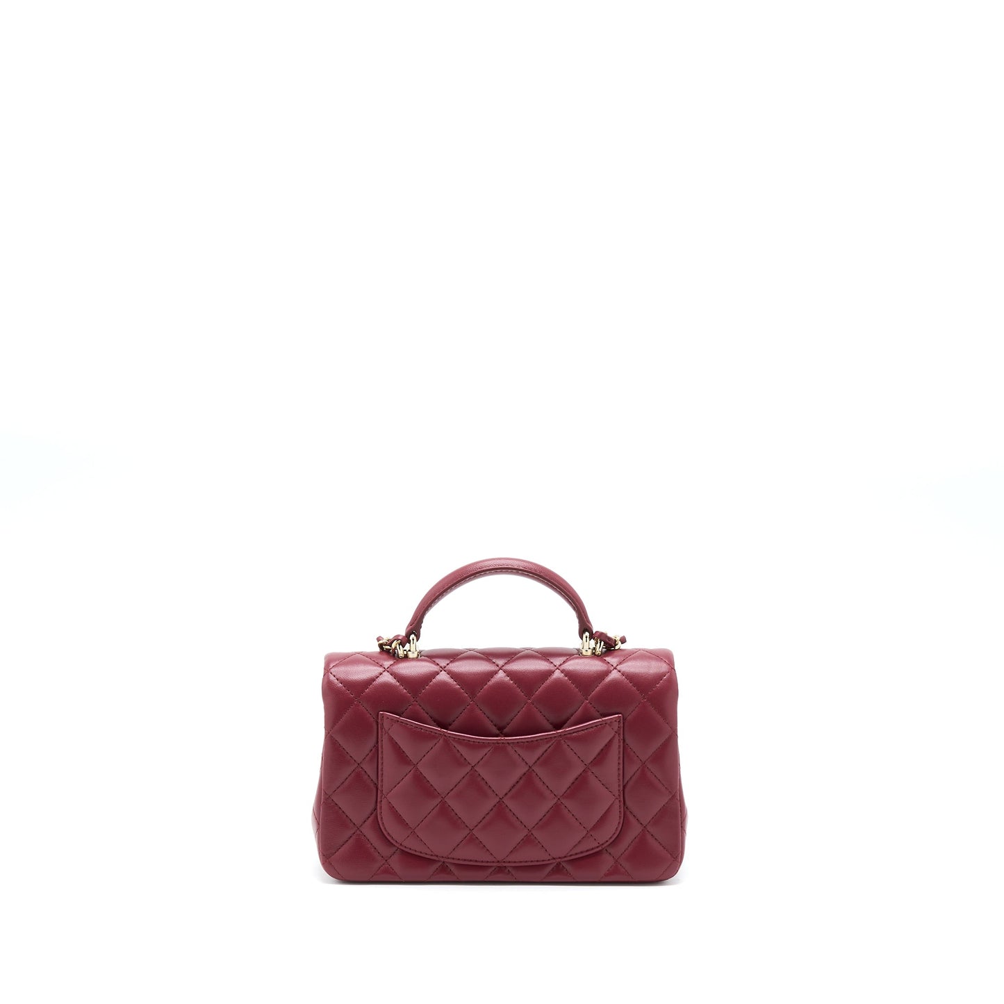 Chanel 22A Top Handle Mini Rectangular Flap Bag Lambskin Burgundy LGHW