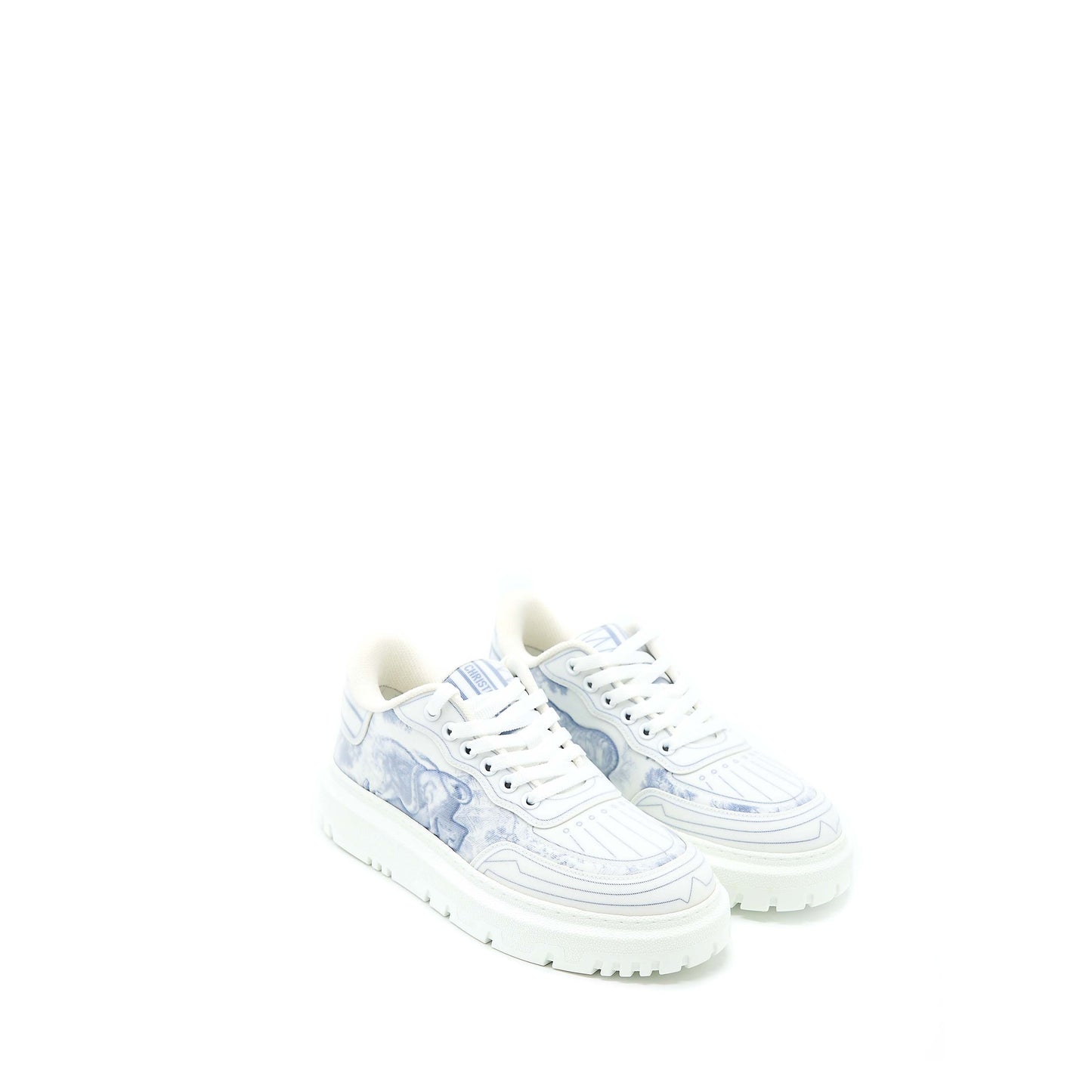 Luxury Dior Size 37 Addict Blue Toile De Jouy Technical Fabric Low Top Sneakers
