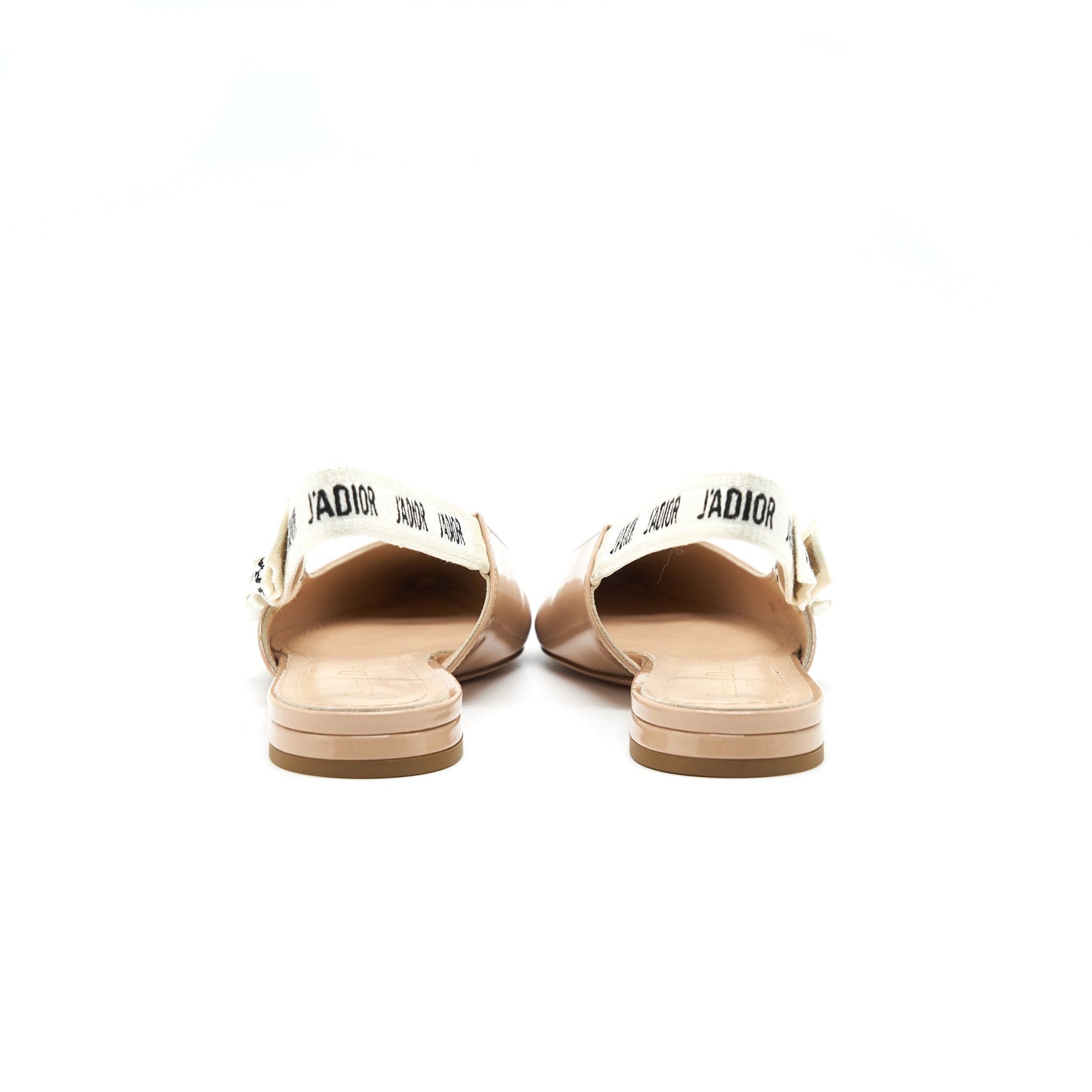 CHRISTIAN Luxury Dior Slingback SIZE39 Ballet Flats Patent Leather Beige