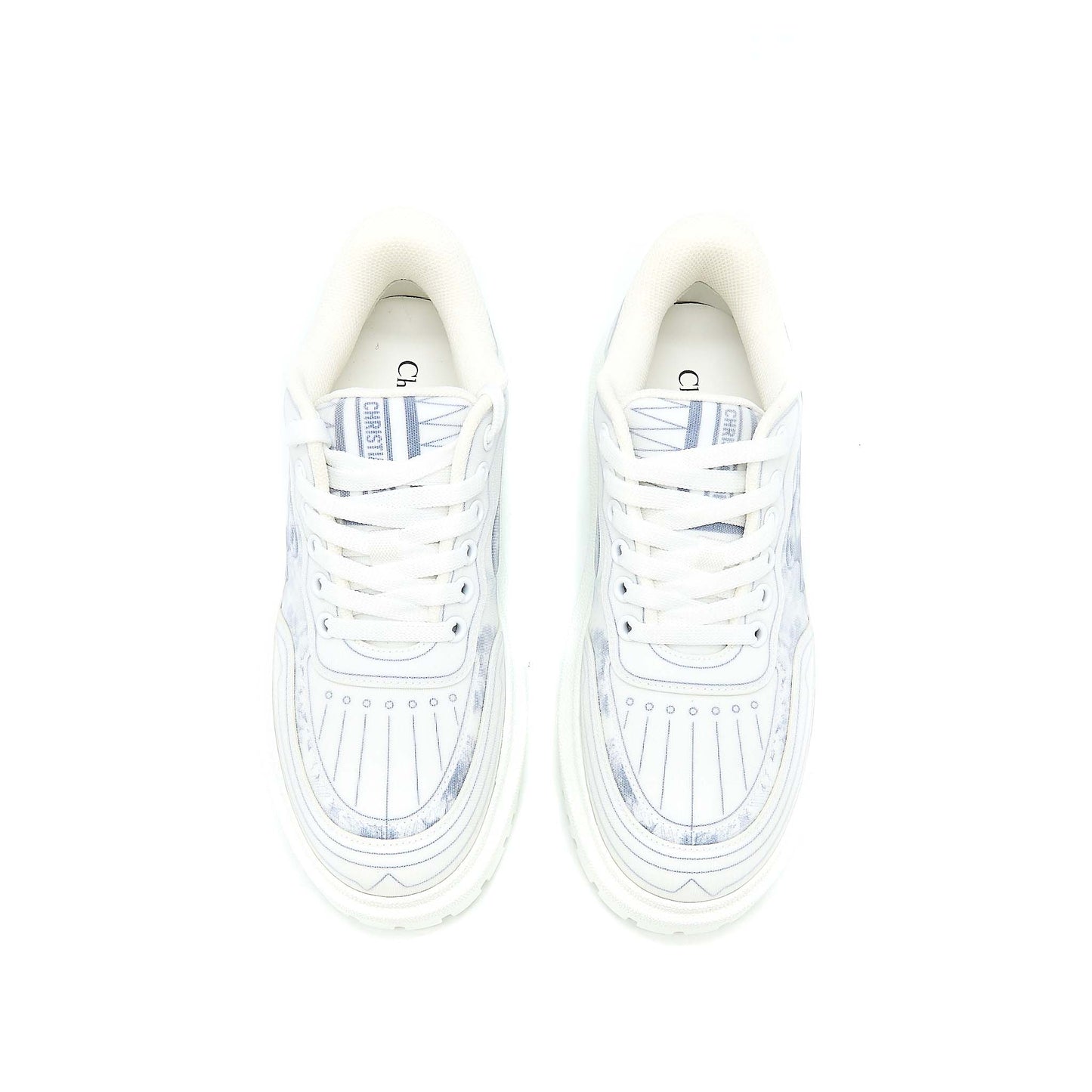Luxury Dior Size 37 Addict Blue Toile De Jouy Technical Fabric Low Top Sneakers