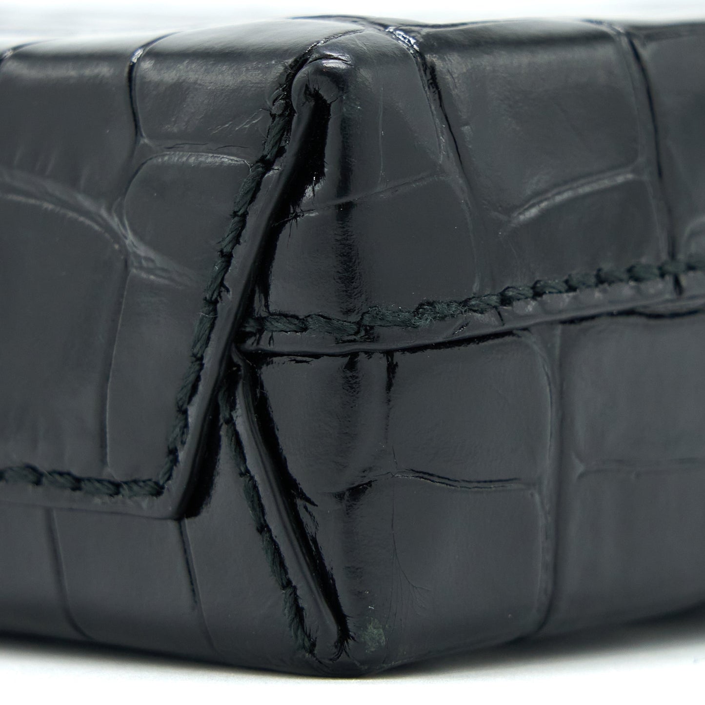 Balenciaga Mini Shopping Phone Pouch Coro-Emboss Calfskin Black SHW
