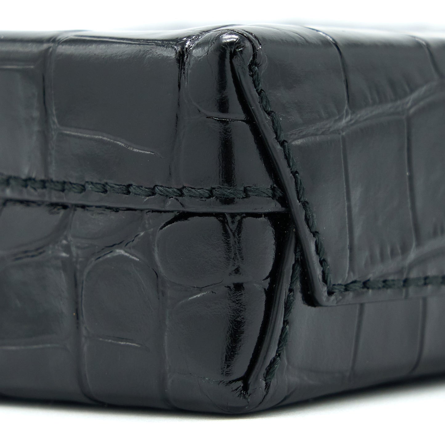 Balenciaga Mini Shopping Phone Pouch Coro-Emboss Calfskin Black SHW