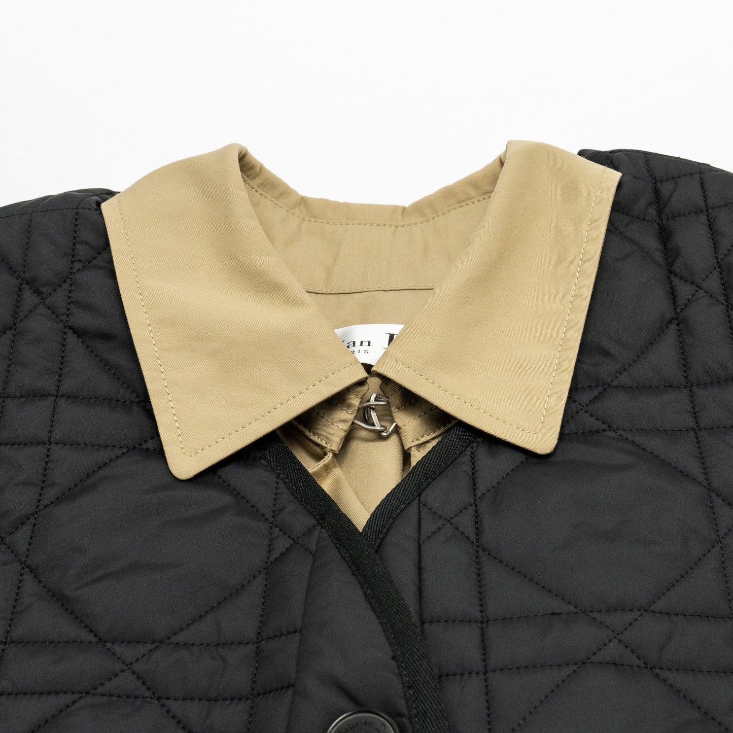 Luxury Dior Size 36 Trench Coat With Macrocannage Quilted Vest Cotton/Polyester Beige/Black