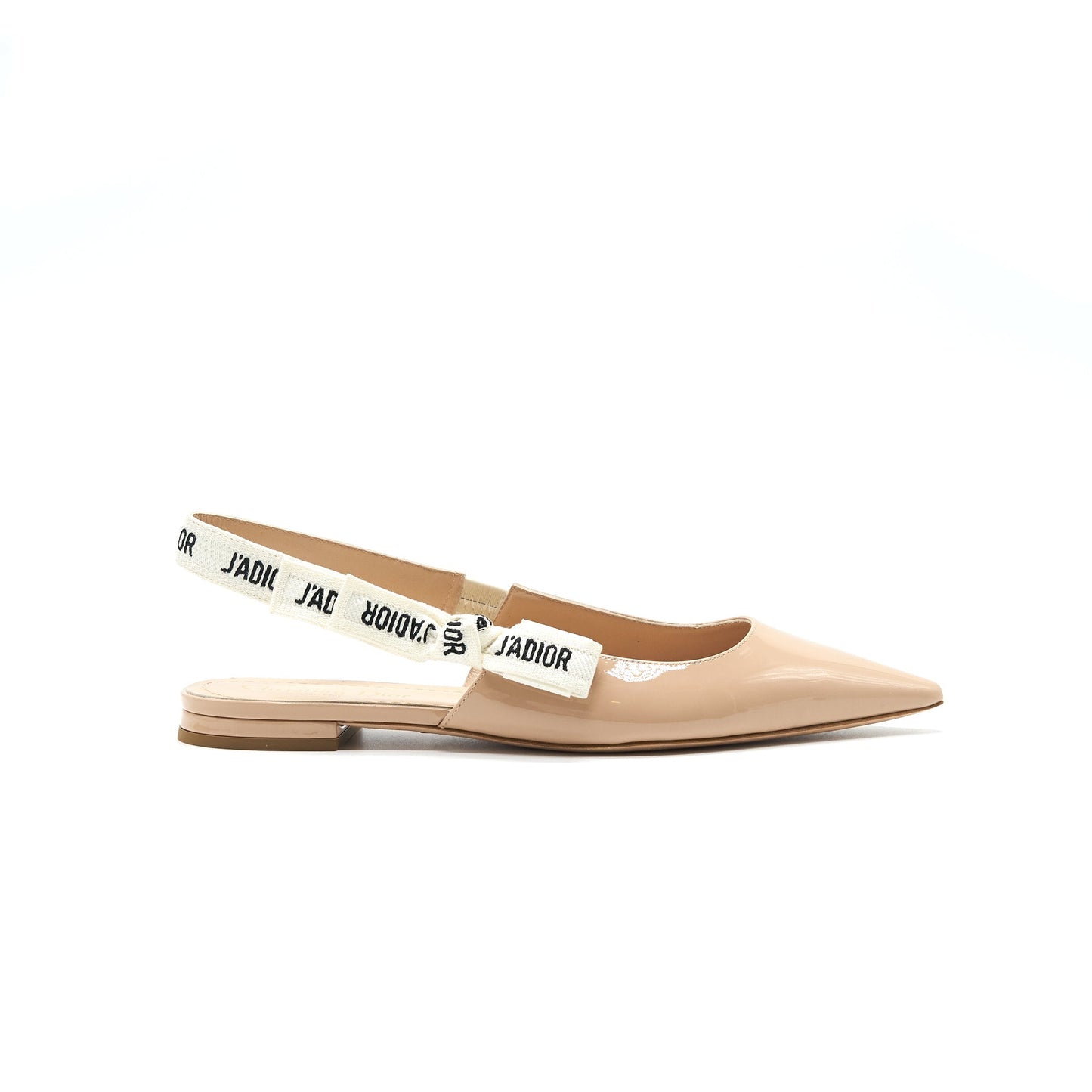CHRISTIAN Luxury Dior Slingback SIZE39 Ballet Flats Patent Leather Beige