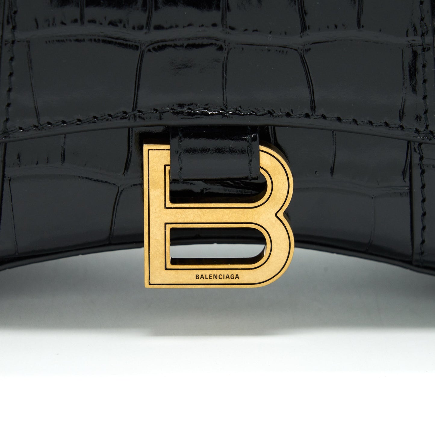 Balenciaga Hourglass XS Embossed calfksin black GHW