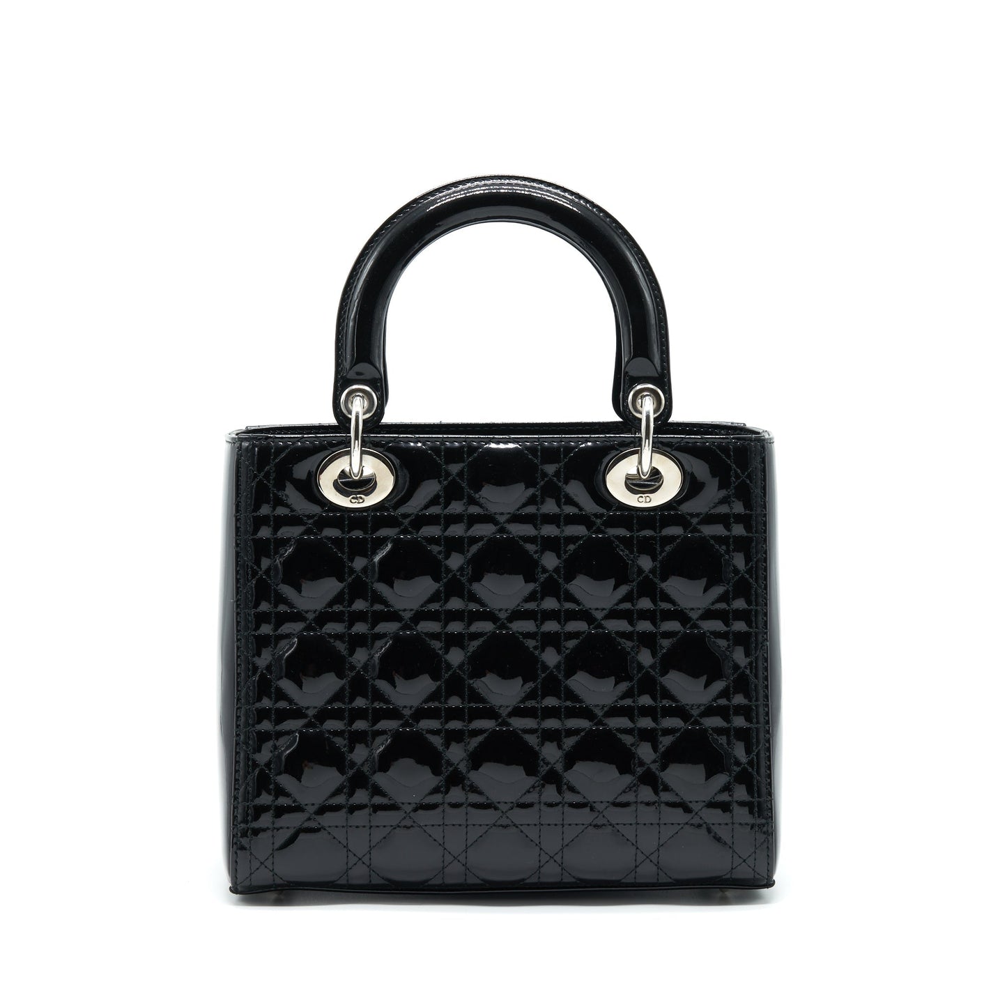 Luxury Dior Medium Lady Luxury Dior Patent Leather Black SHW