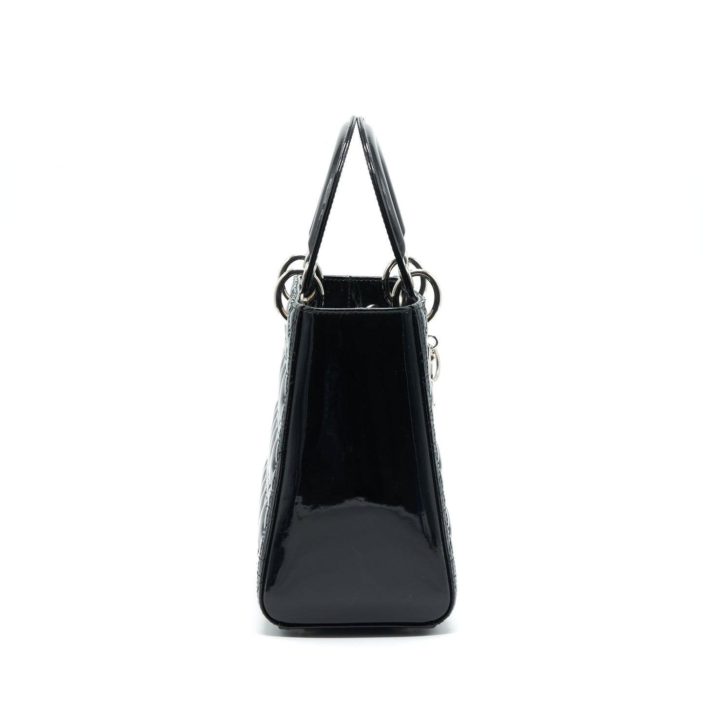 Luxury Dior Medium Lady Luxury Dior Patent Leather Black SHW
