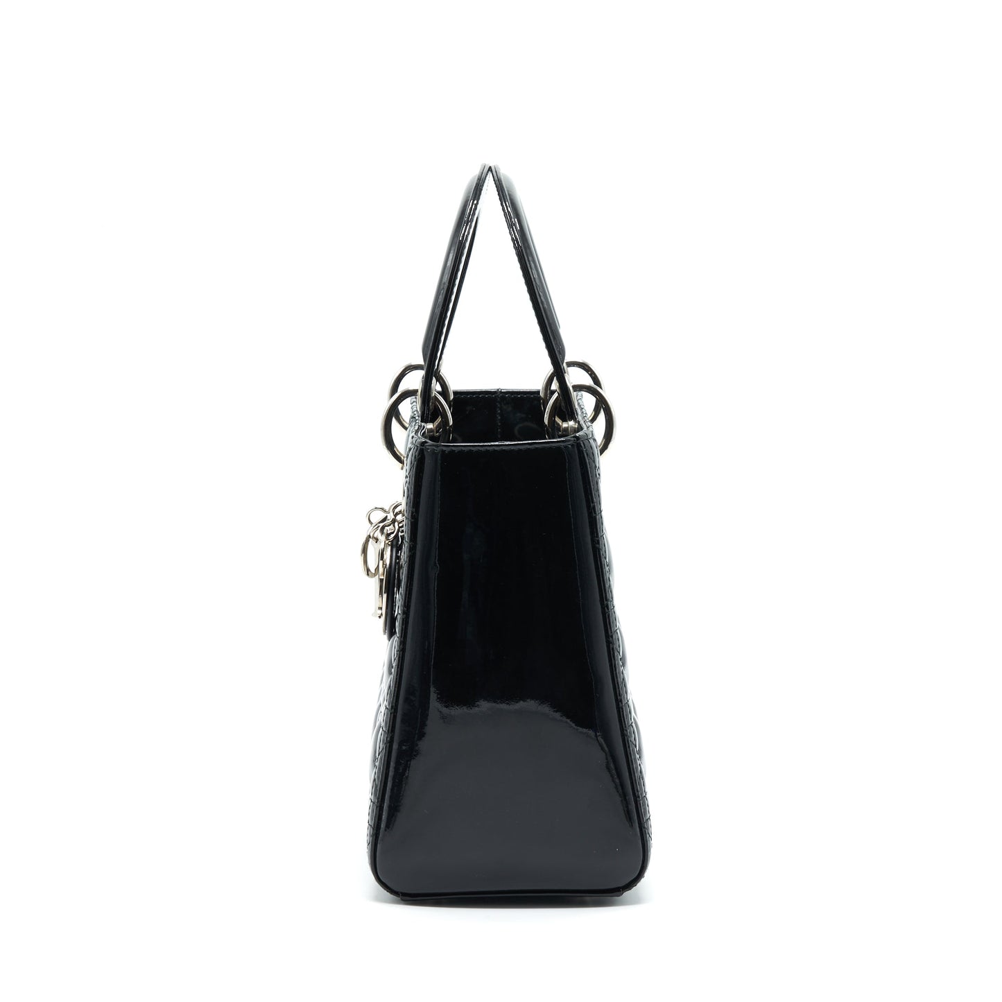 Luxury Dior Medium Lady Luxury Dior Patent Leather Black SHW