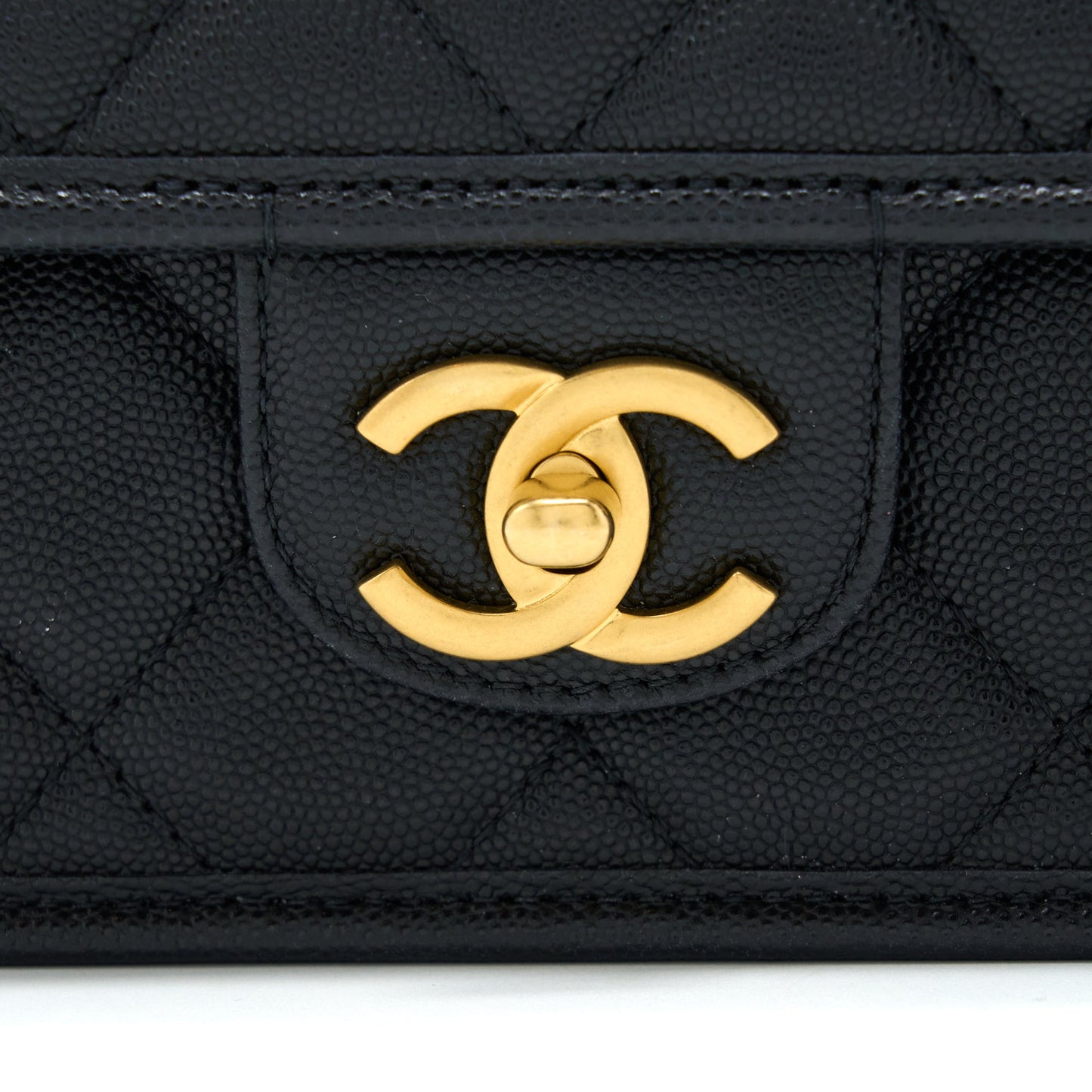 Chanel 22K Top Handle Messenger Bag Caviar Black Brushed GHW (Microchip)
