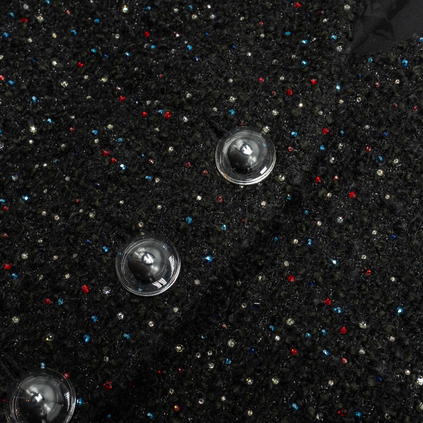 Chanel Size 38 Shining Crystal Tweed Dress Coat Wool/Acrylic Black/Multicolour