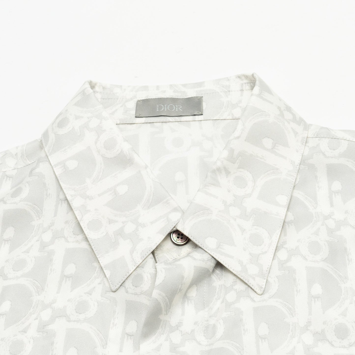 Luxury Dior Homme Size 39 Luxury Dior Oblique Shirt Silk Light Grey/White