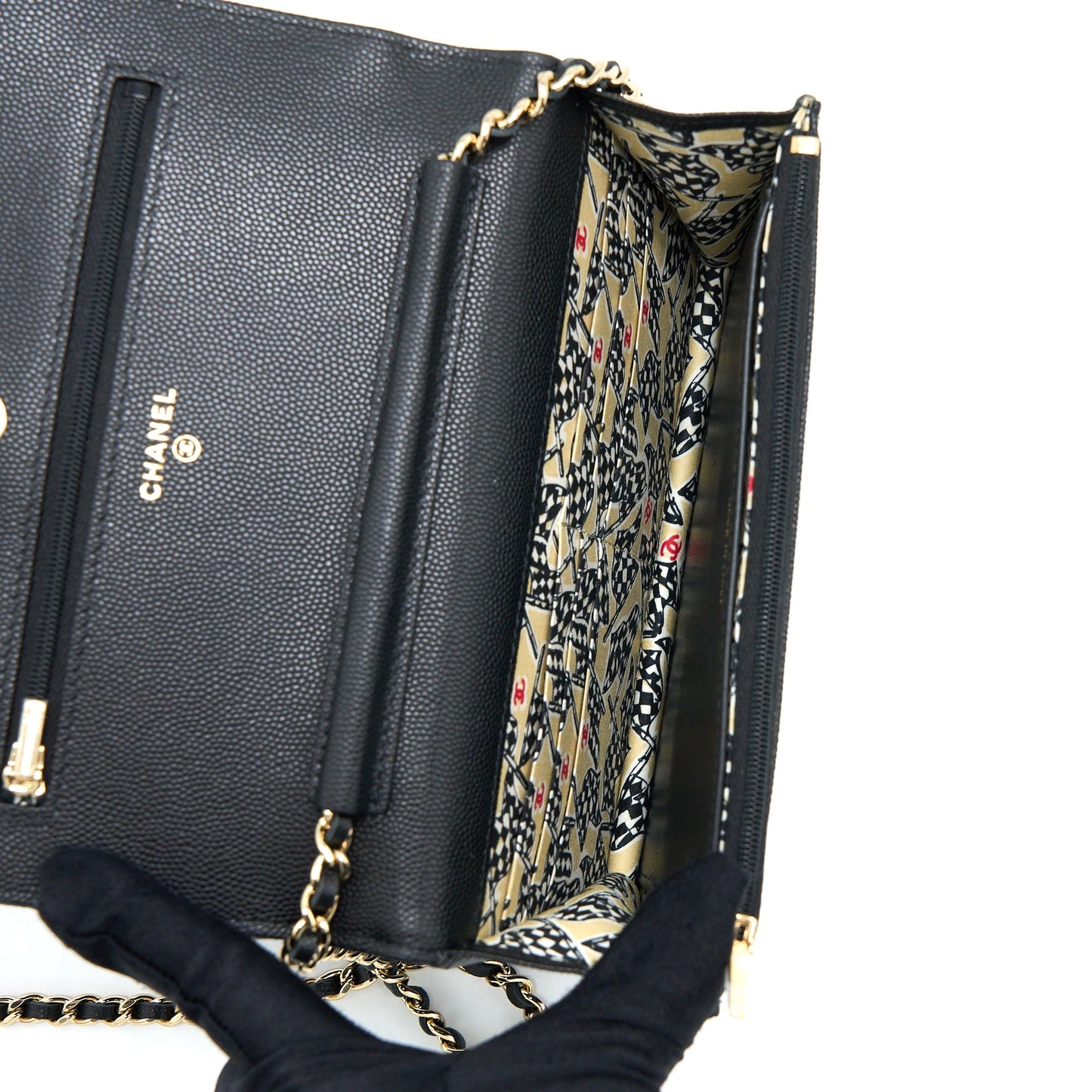 Chanel 23C Giant CC Logo Wallet on Chain Caviar Black LGHW (Microchip)