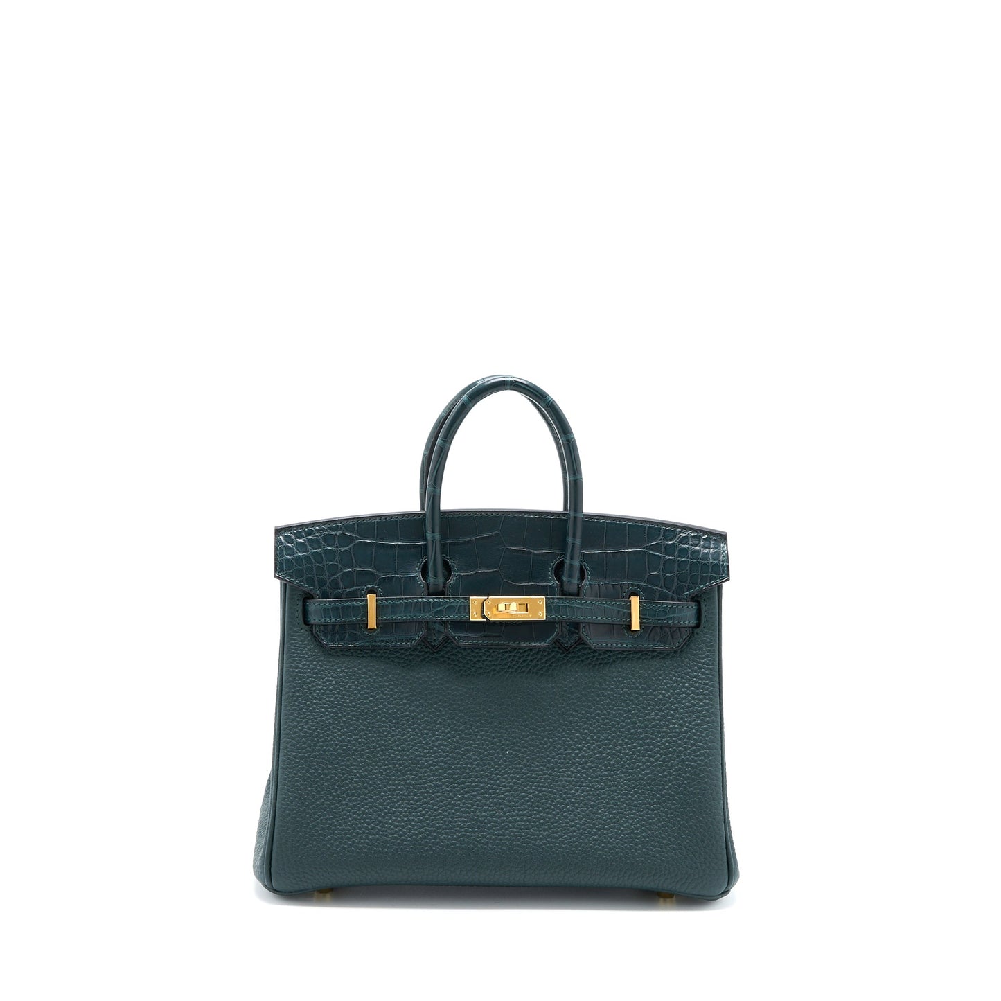Herme Birkin 25 Touch Togo/Alligator Mississippiensis Vert Cypres GHW Stamp Z