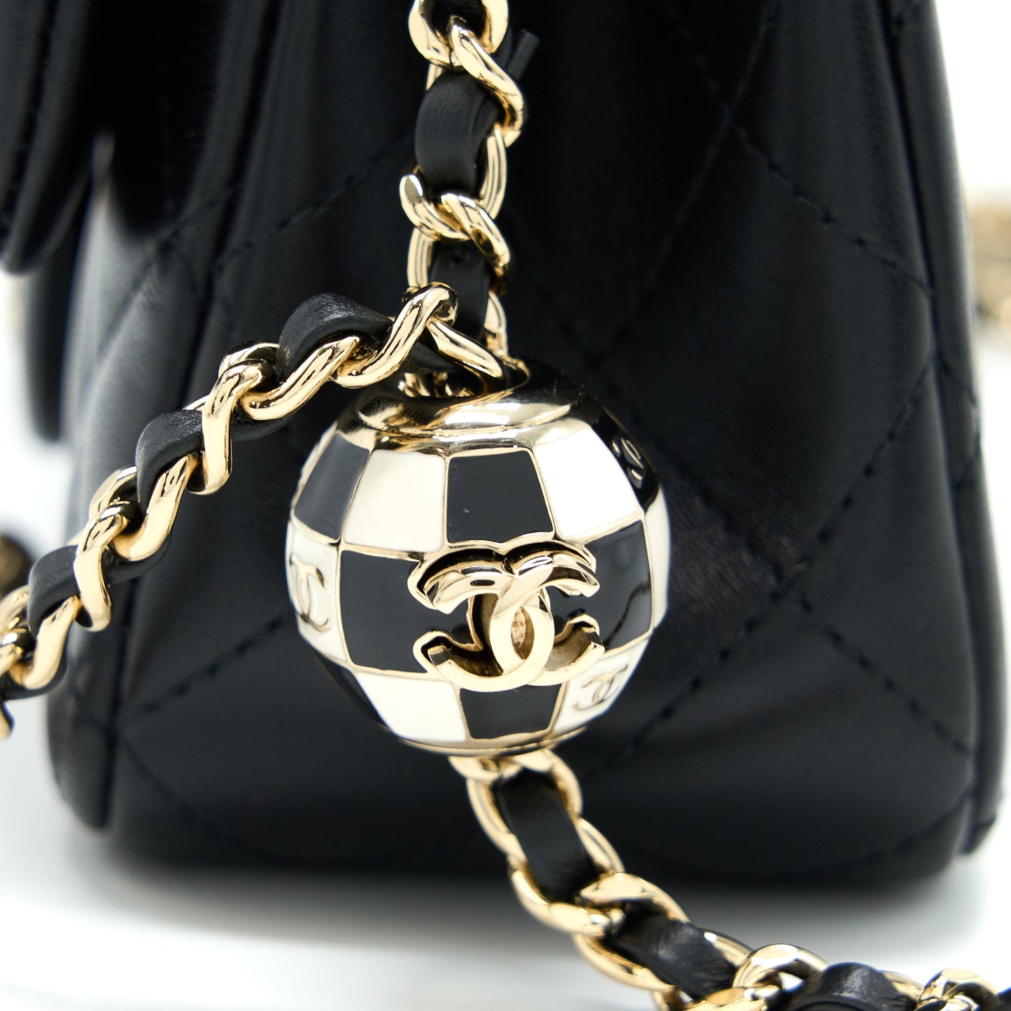 Chanel 23c Pearl Crush Mini Rectangular Lambskin Black LGHW (Microchip)