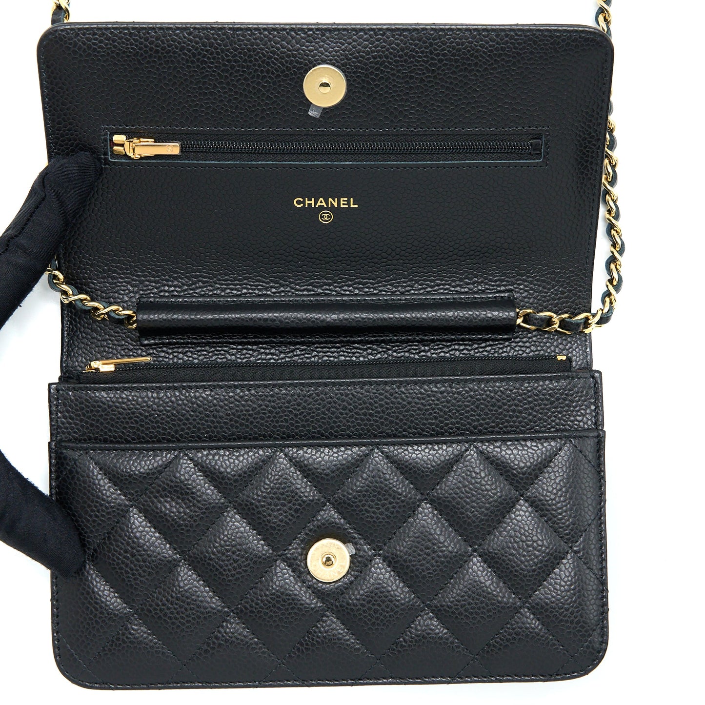 Chanel Classic Wallet on Chain Caviar Black GHW (Microchip)