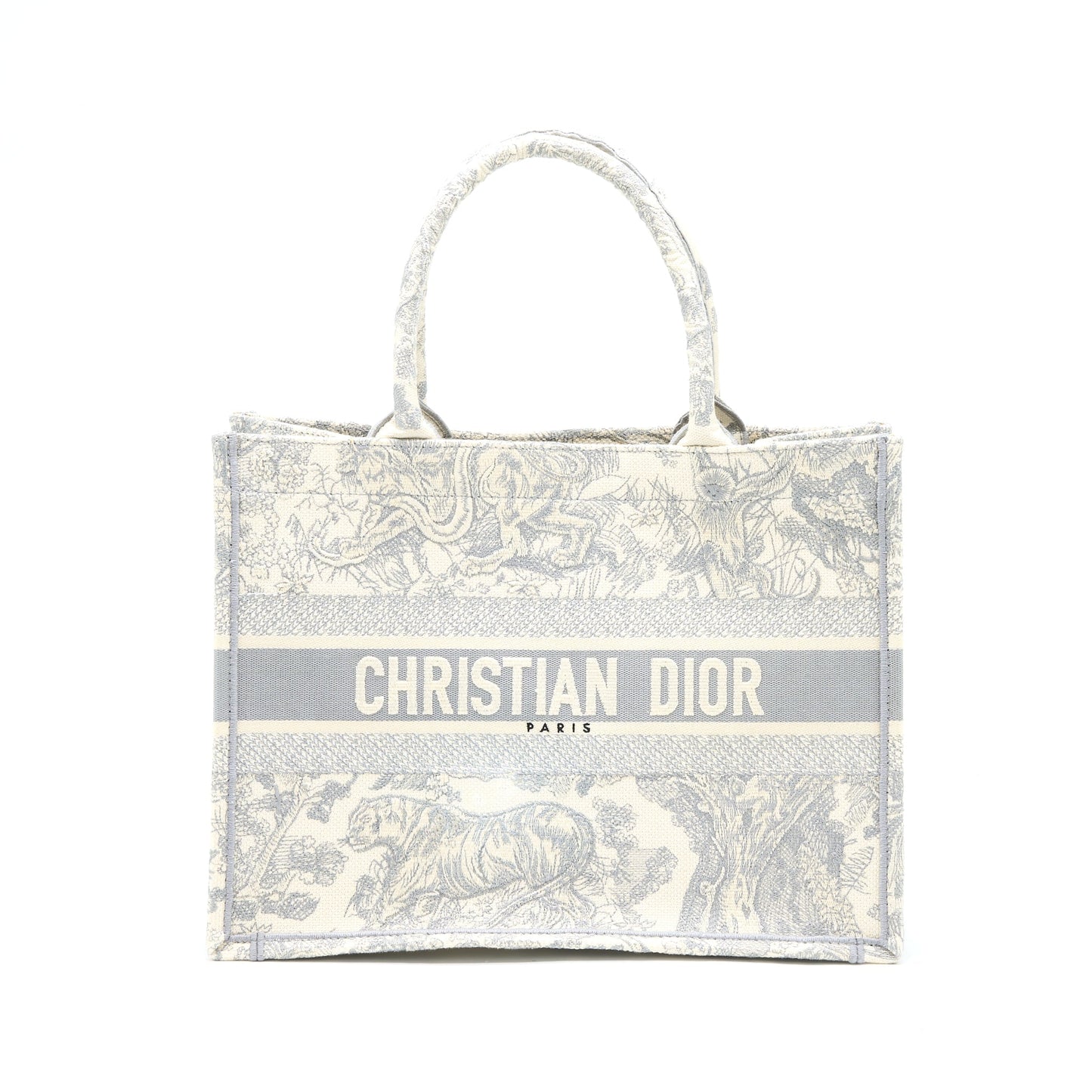 Luxury Dior Medium Book Tote Grey Toile De Jouy Embroidery
