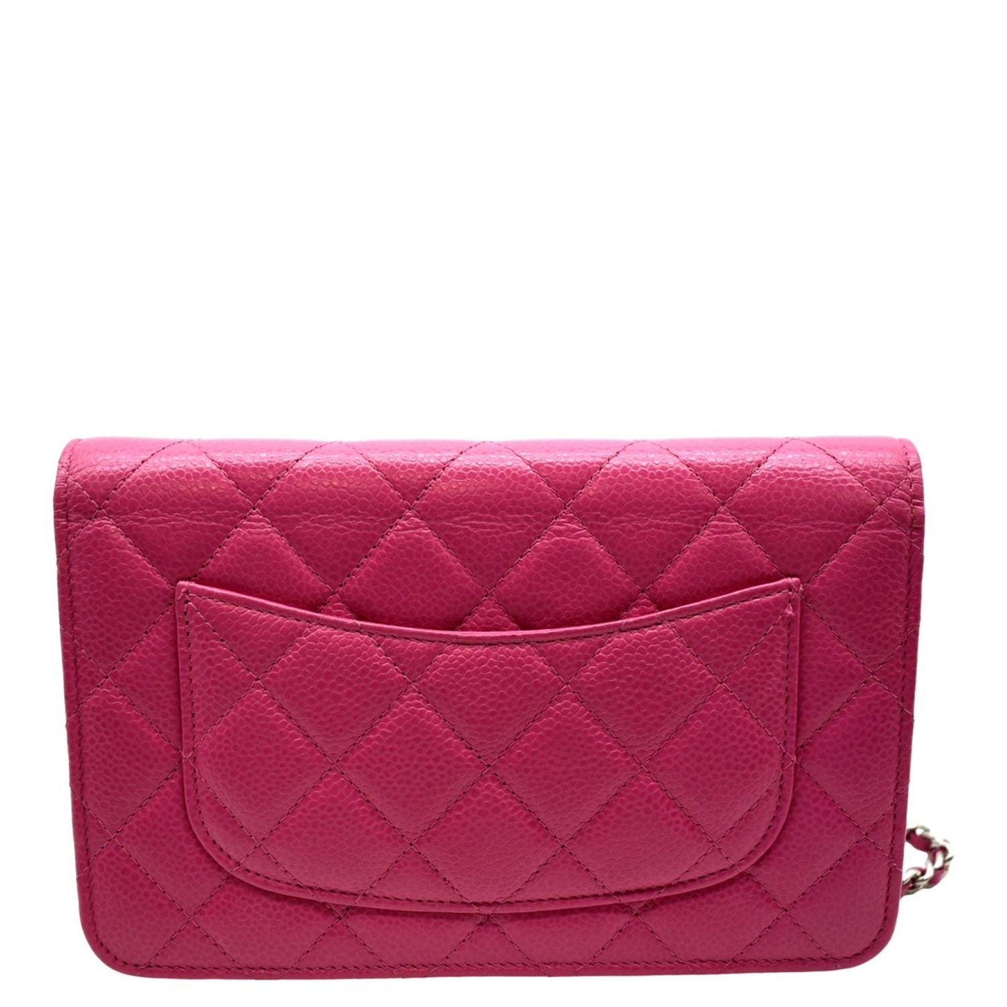 Luxury Chanel WOC Quilted Caviar Leather Crossbody Wallet Pink