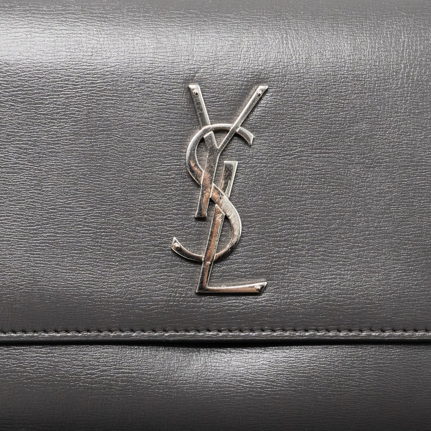 Saint Laurent Medium Sunset Chain Bag Calfskin Dark Grey Ruthenium Hardware