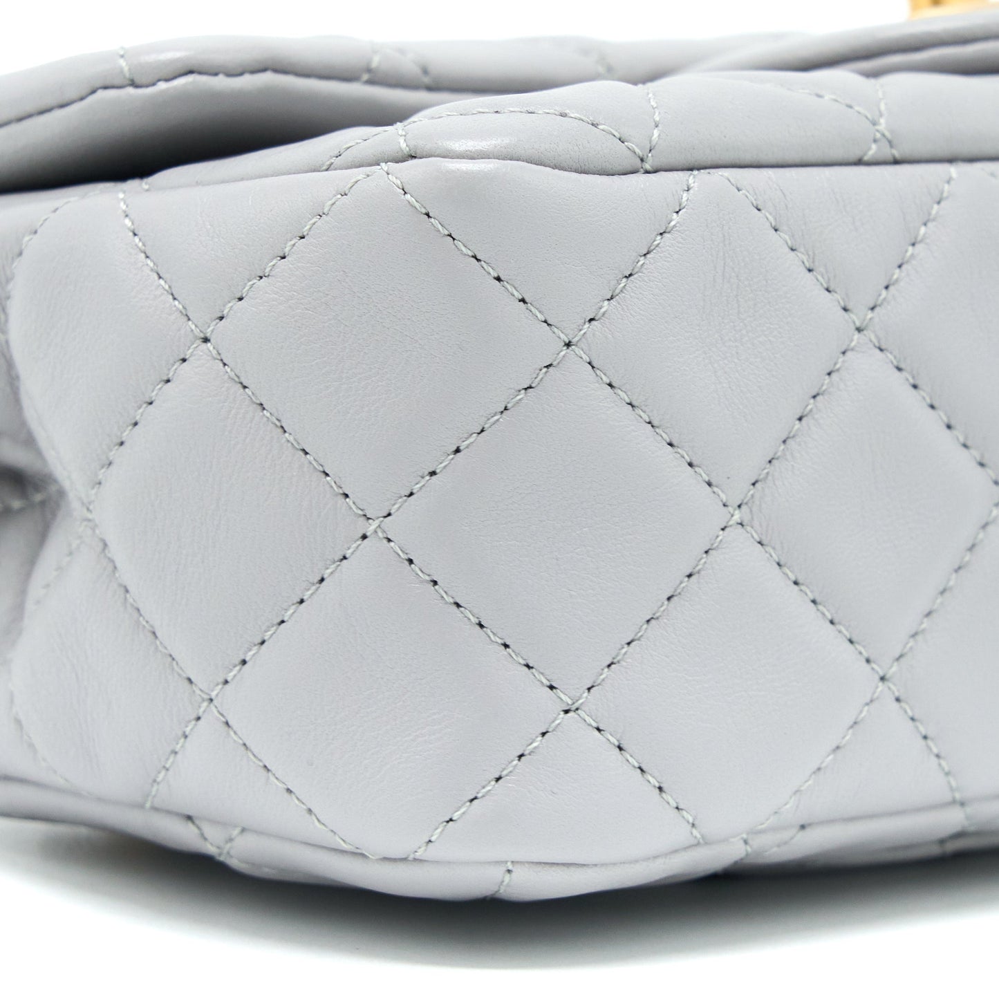 Chanel Pearl Crush Mini Rectangular Flap Bag Lambskin Light Grey Brushed GHW (Microchip)