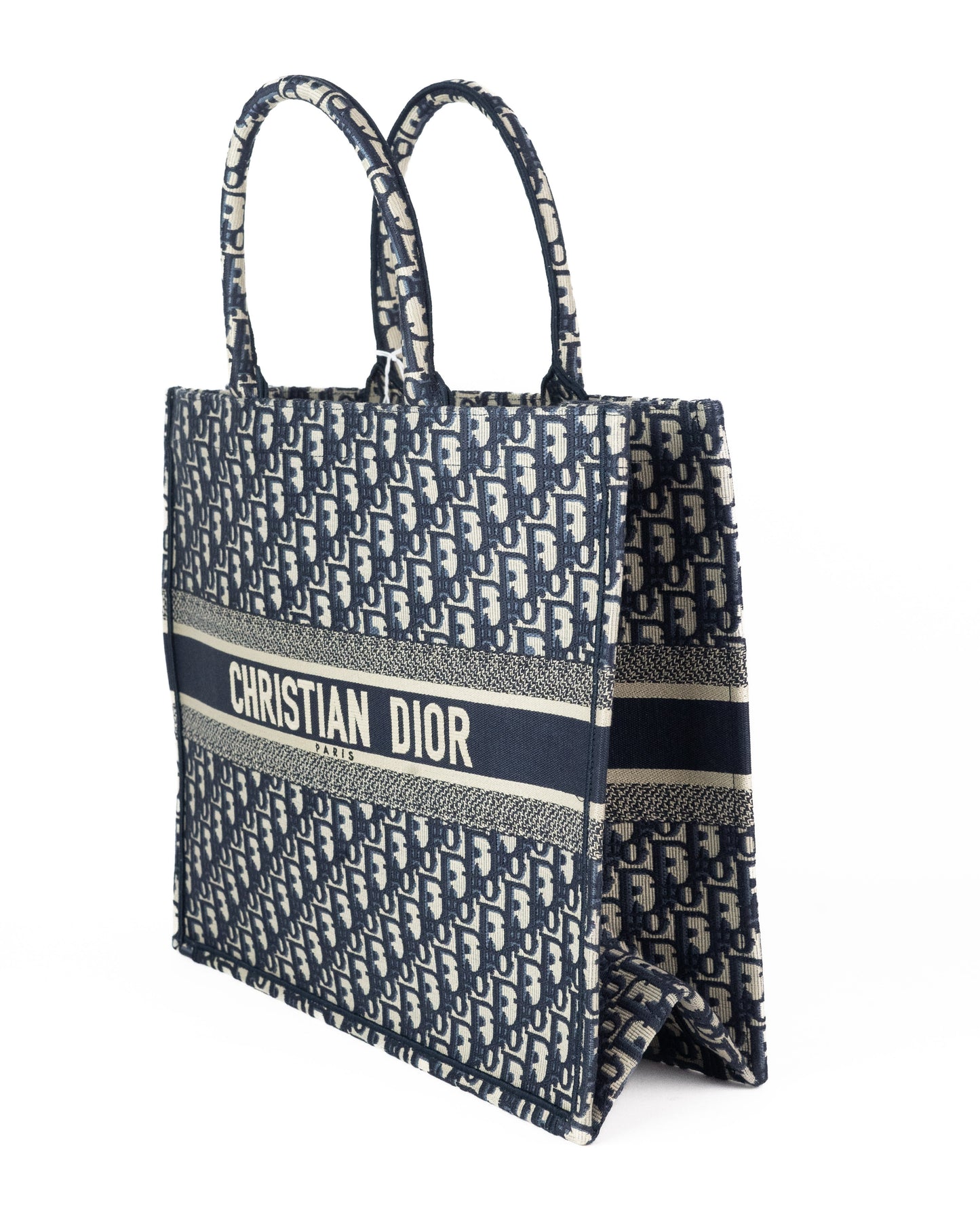 Dior Large Book Tote in Blue Dior Oblique Embroidery