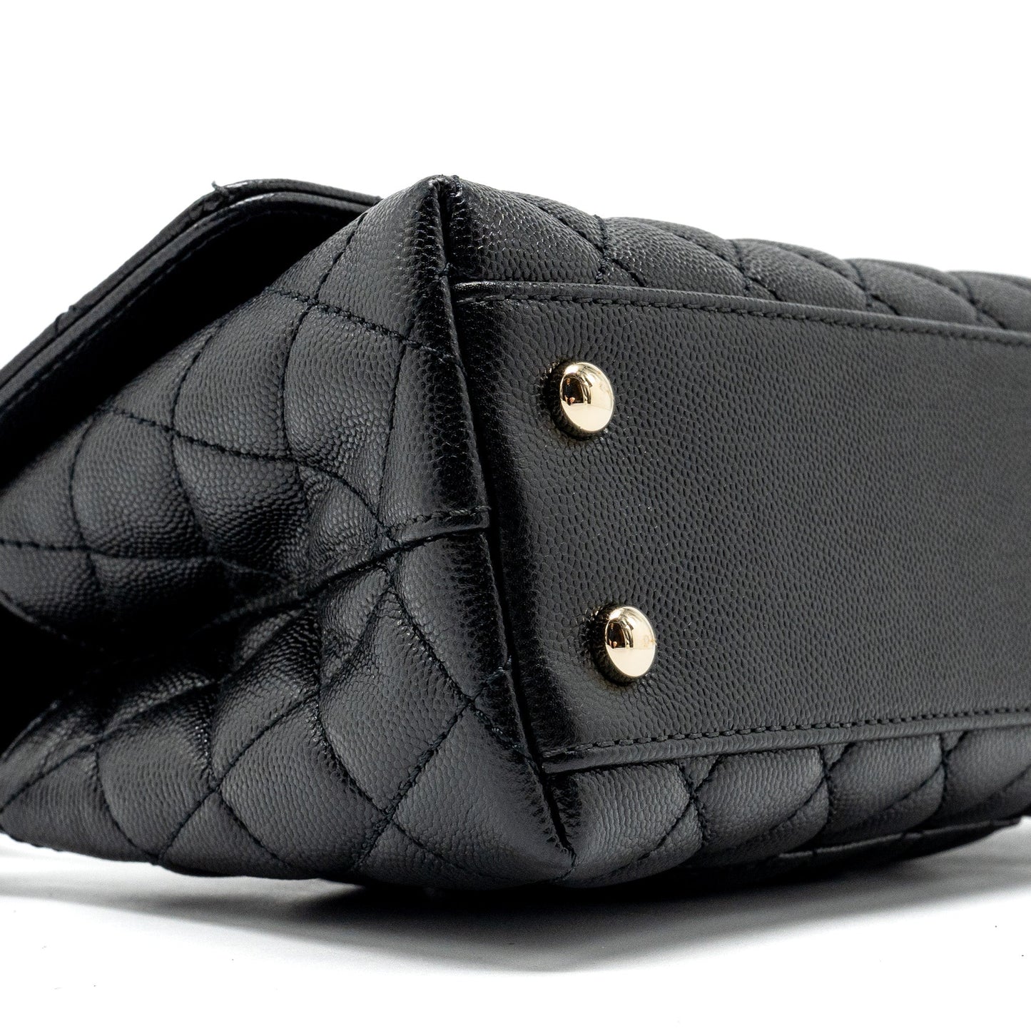 Chanel Small Coco Handle Caviar Black LGHW (Microchip)
