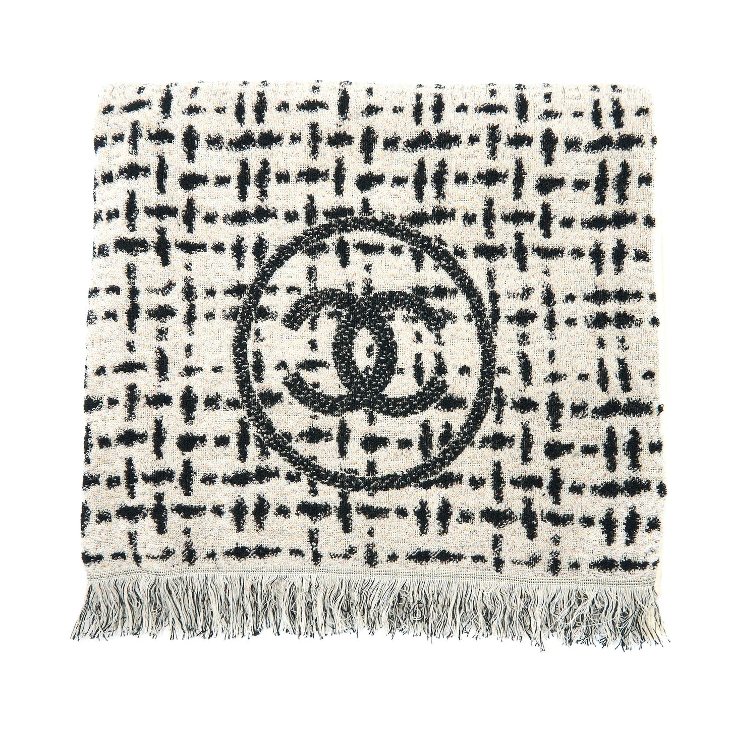 Chanel 22K Beach Bag with Towel Black/Ecru